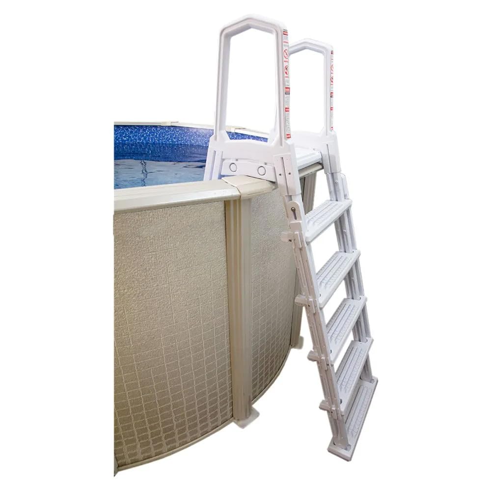 Aqua Select White Above Ground Pool Safety Ladder with Flip-Up Design - Fits 48