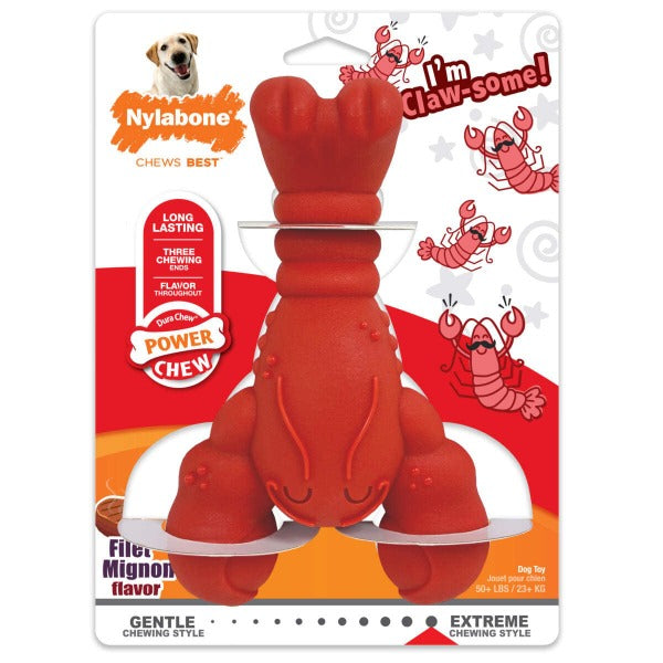 Nylabone Power Chew Lobster Dog Toy - Durable Chew Toy for Aggressive Chewers, Interactive Play & Dental Health | Great for Large Dogs, Puppy Teething & Playtime Fun