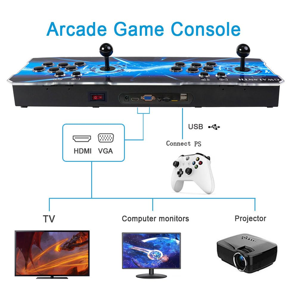 GWALSNTH 29800-in-1 Pandora Box Pro Arcade Games Console - Plug & Play 1280x720 HD Video Game System with 3D Games, Search/Save/Hide/Pause Features for 1-4 Players (SDL29800) - Perfect for Home Entertainment, Game Rooms, and Retro Gaming Parties