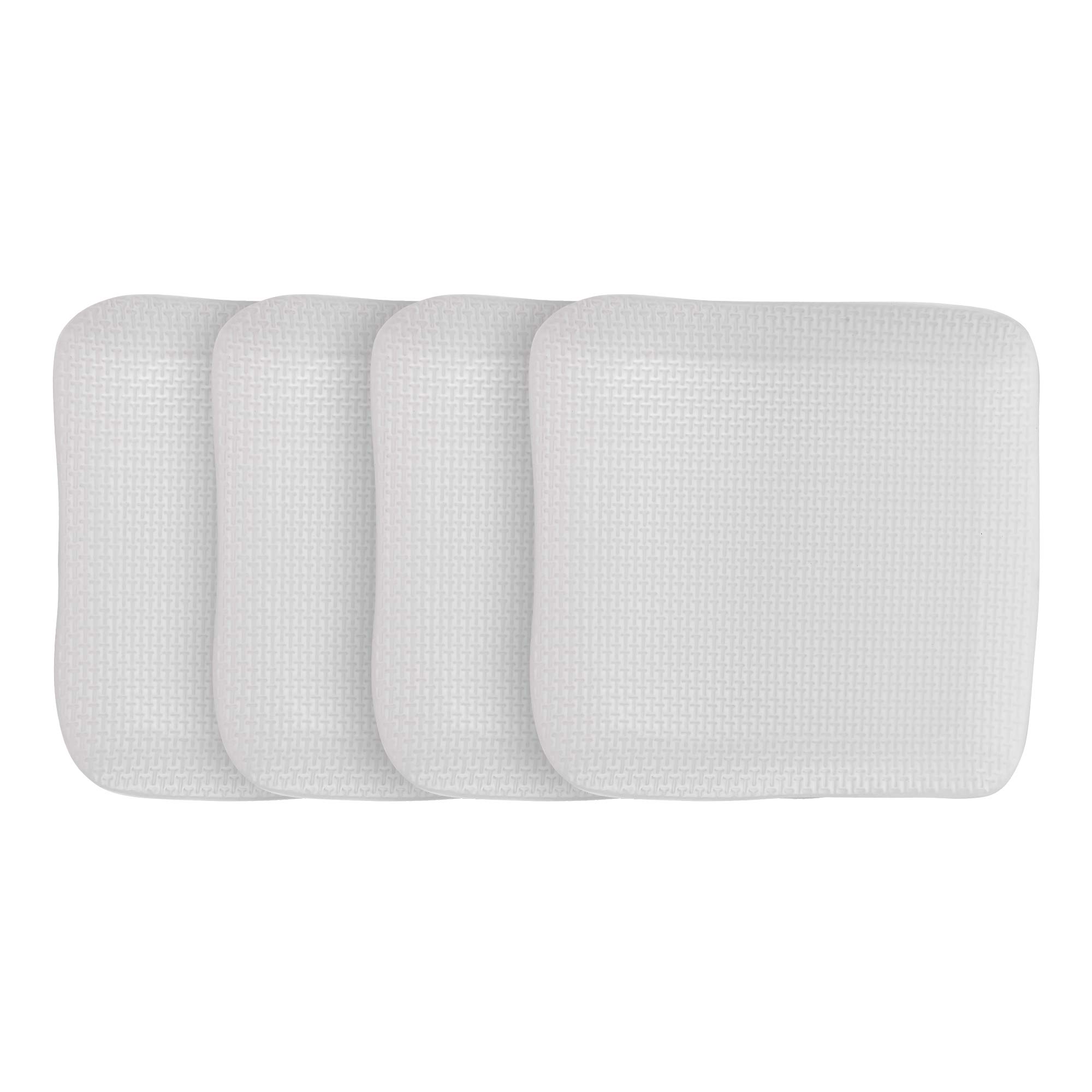 Olivia White Stoneware Dinner Plate Set of 4 - Durable Stone Lain Weave Design for Everyday Meals & Formal Dining - Microwave & Dishwasher Safe