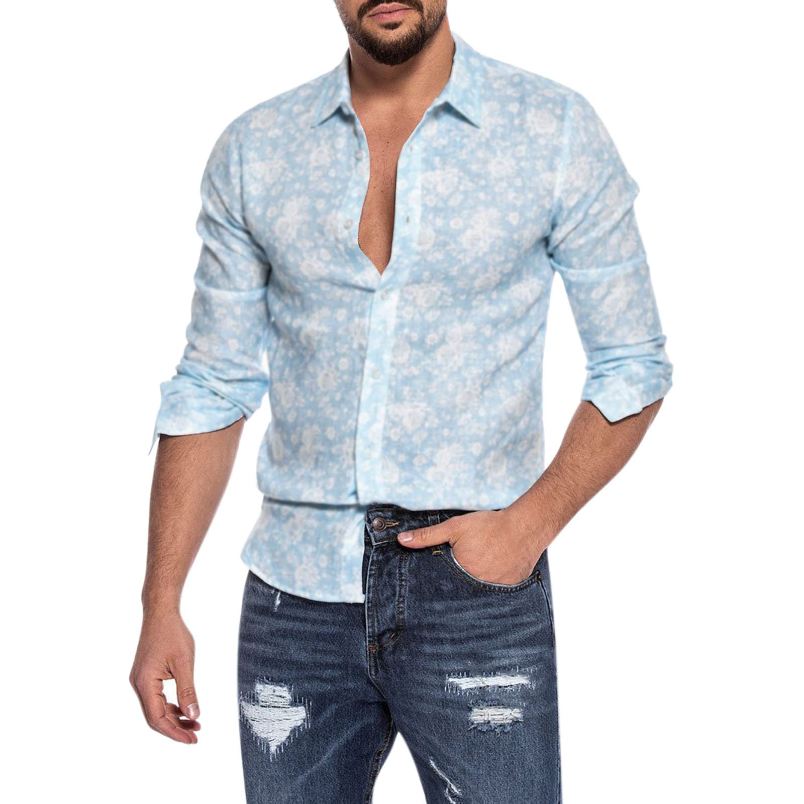 Xiloccer Men's Cotton Linen Long Sleeve Shirts - Casual Graphic T-Shirts & Sweatshirts for Hiking, Outdoor Activities & Everyday Wear