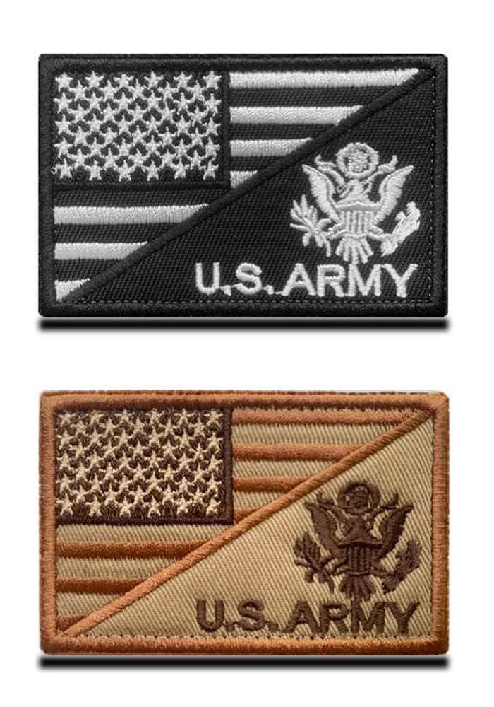 2 Pack USA Flag Embroidered Hook and Loop Patches - American Army Military Style Iron-On/Sew-On Appliques for Hats, Backpacks, Jackets & Clothing | Patriotic Accessories for Veterans Day, 4th of July & Outdoor Activities