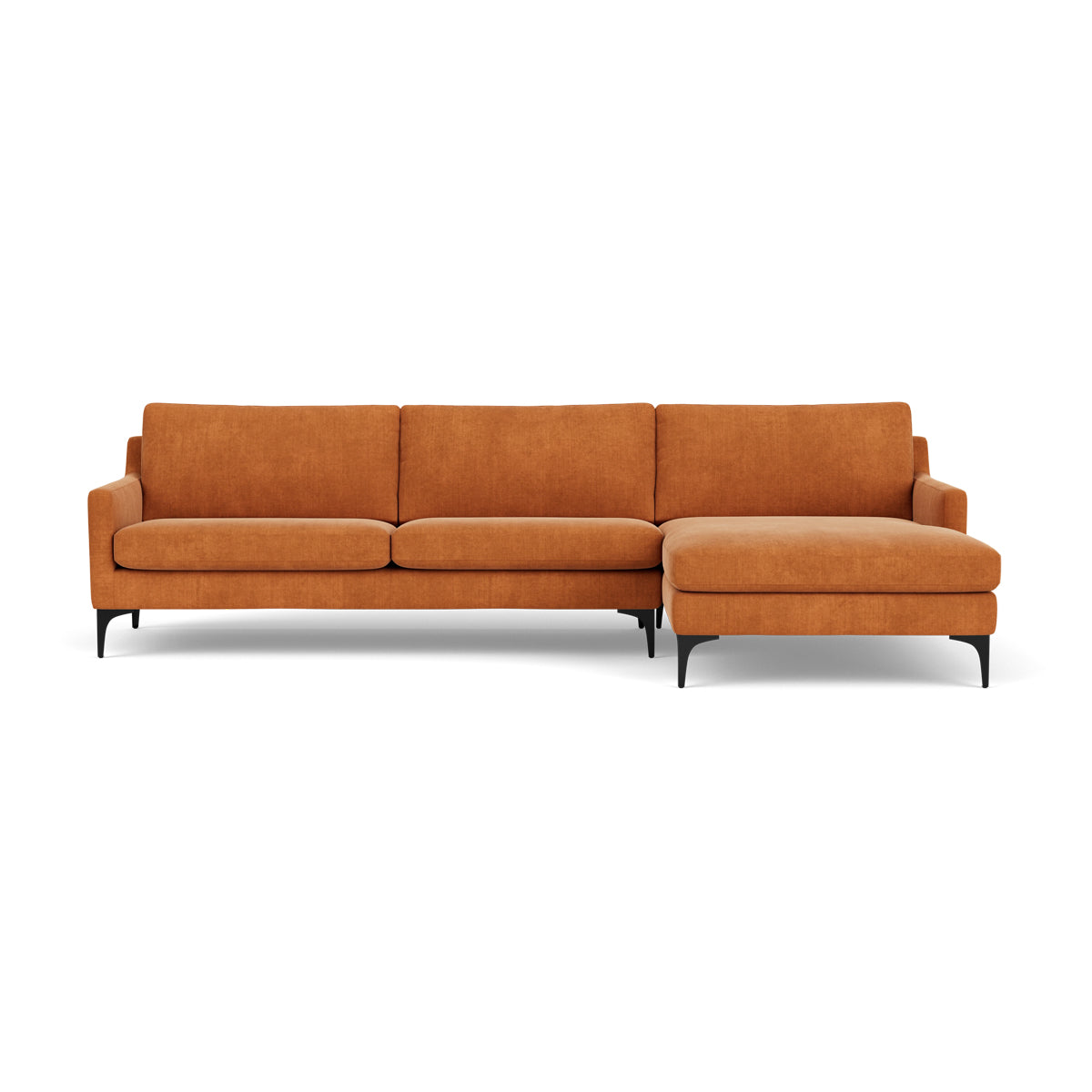 Astha Fabric Right Chaise Sofa - Modern Upholstered Sectional Couch for Living Room, Lounge & Small Spaces