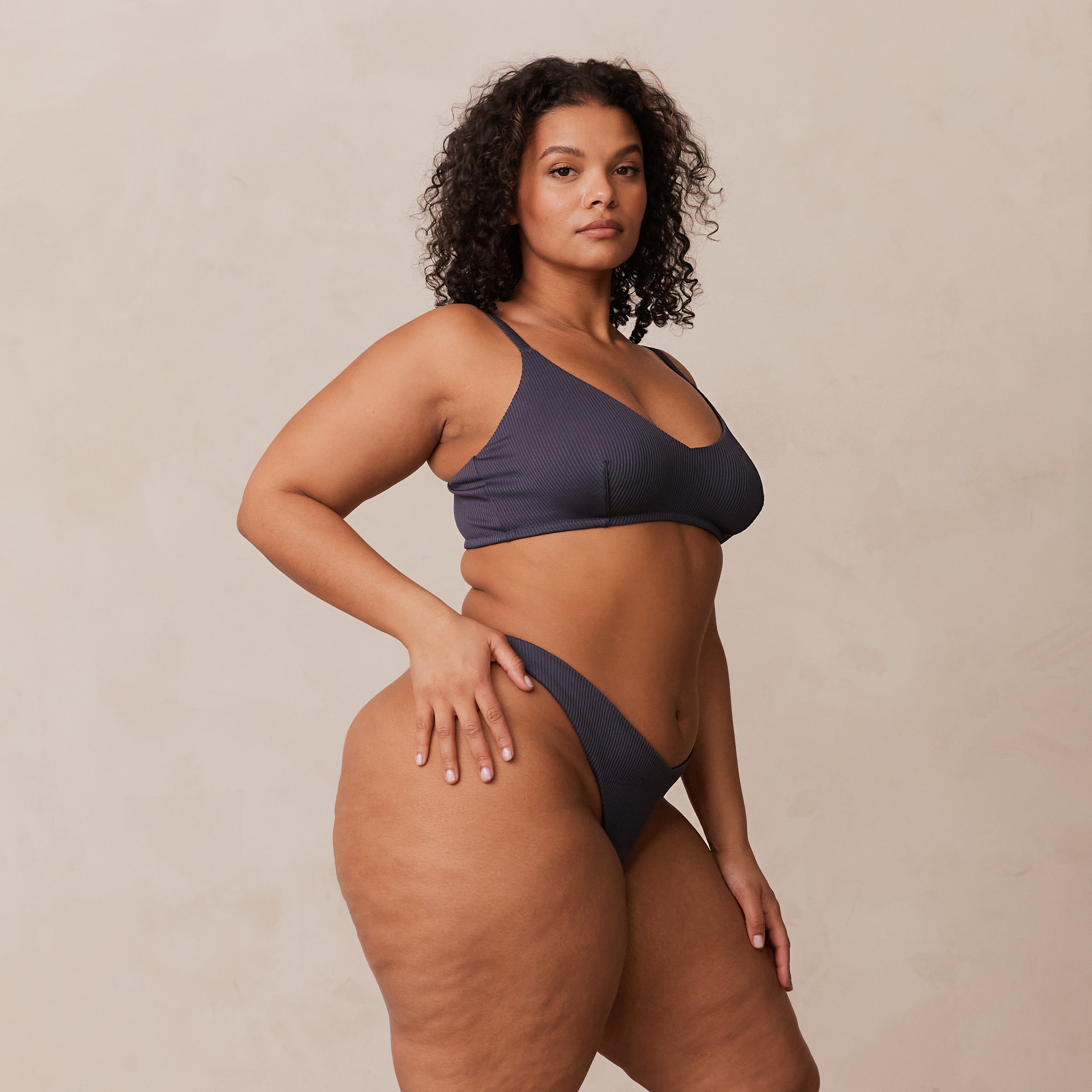 Ribbed Triangle Bra - Charcoal Blue | Comfortable & Stylish Bralette for Women | Perfect for Yoga, Lounge & Everyday Wear