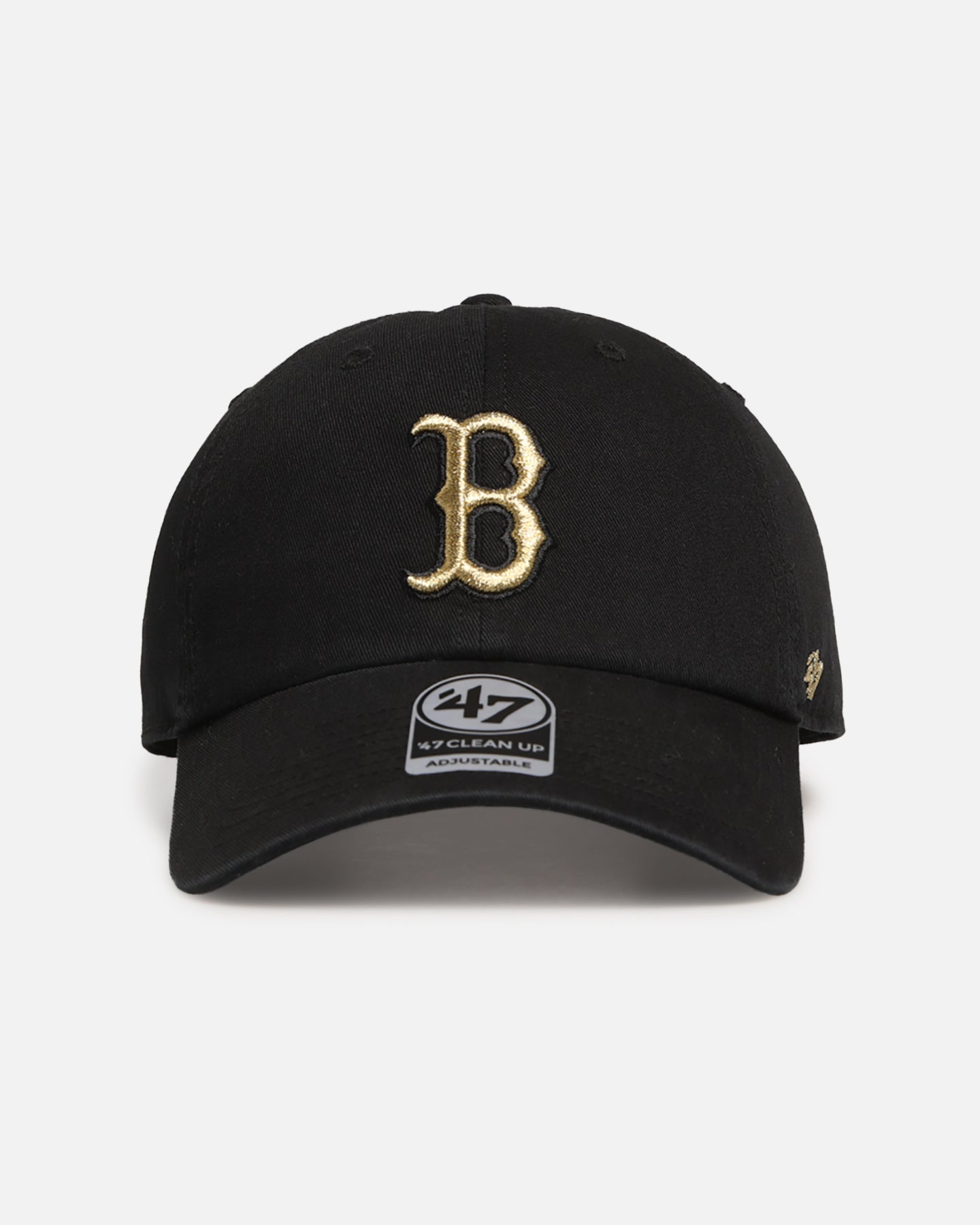47 Brand Boston Red Sox 'Metallic' 47 Clean Up Strapback Adjustable Hat - Black/Gold Baseball Cap for Men & Women - Perfect for Game Day, Sports Events & Casual Wear