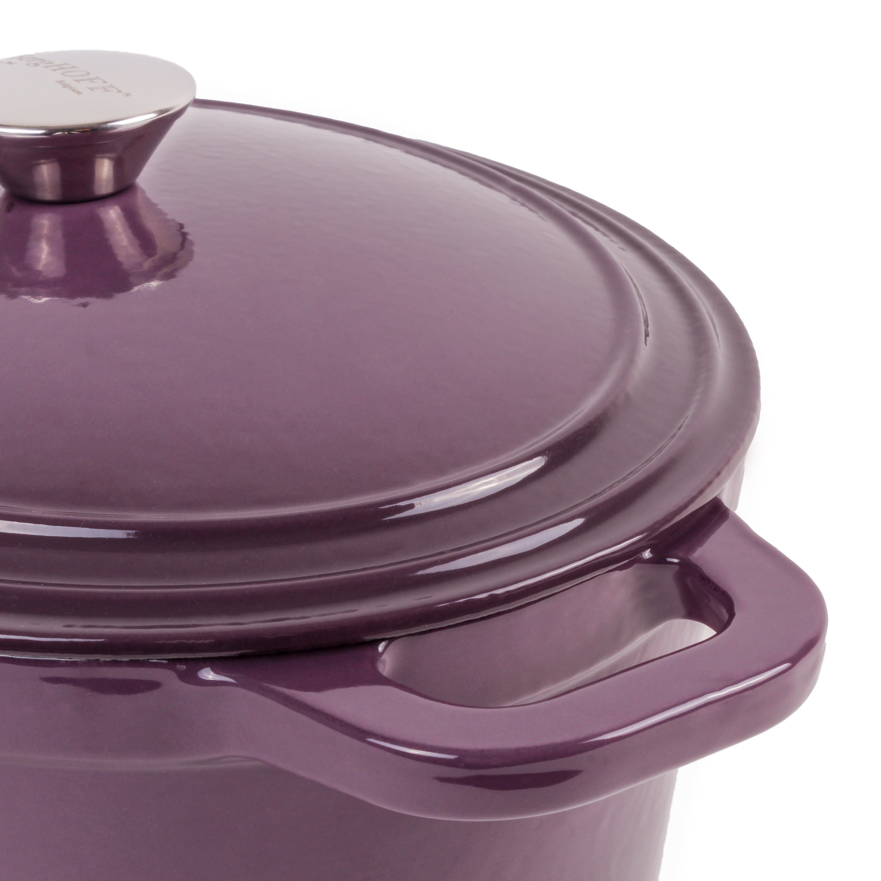 BergHOFF Neo 5-Piece Cast Iron Oval Dutch Oven Set with 10-Inch Fry Pan, 5-Quart & 8-Quart, Purple - Perfect for Braising, Roasting, and Slow Cooking in the Oven or on the Stovetop