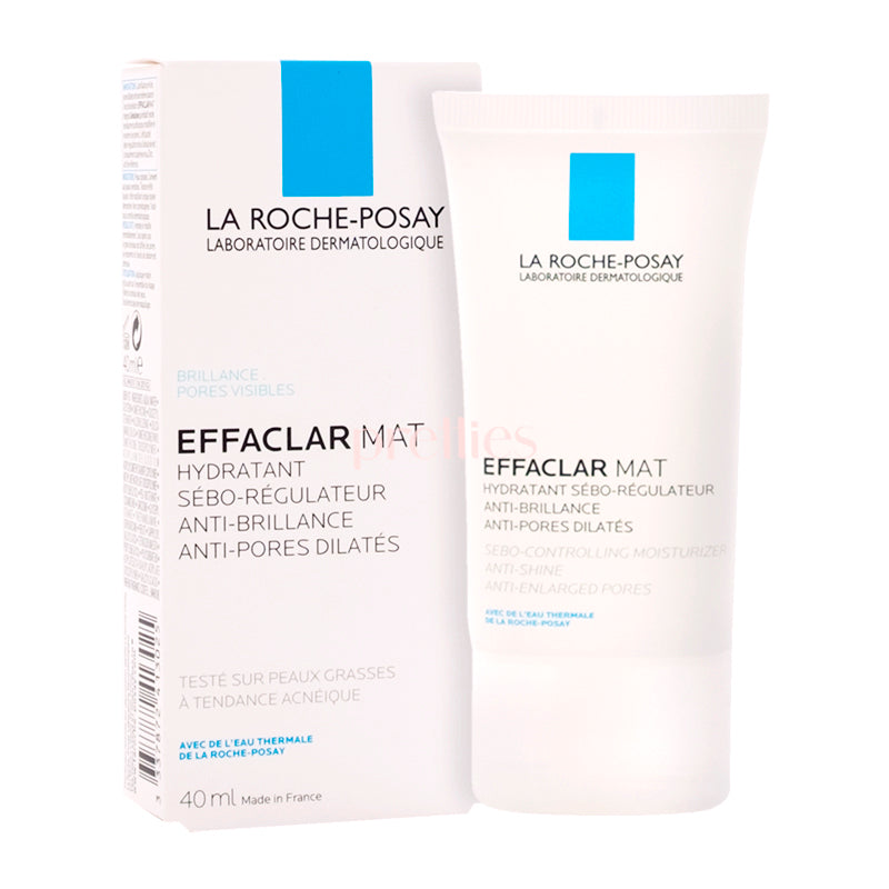 La Roche-Posay Effaclar Mat Mattifying Moisturizer for Oily Skin - Oil-Free Face Moisturizer with Sebum Control - 40ml - Perfect for Daily Skincare & Makeup Base