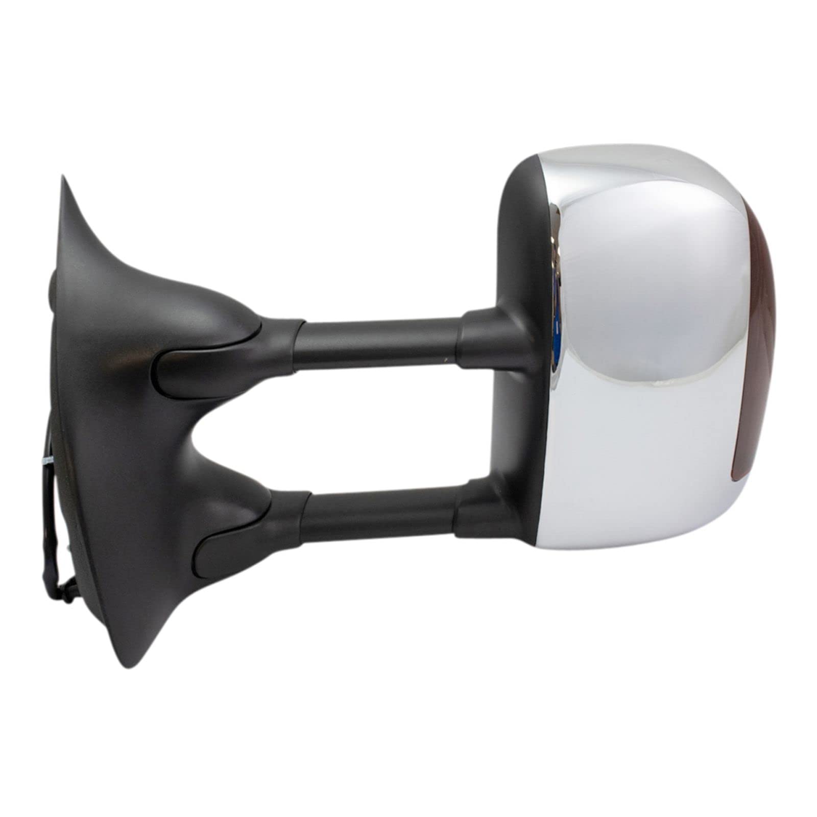 Heated Chrome Towing Power Side View Mirror - Left Driver Side (LH) Compatible with Ford Super Duty | Enhanced Visibility for Towing & Night Driving