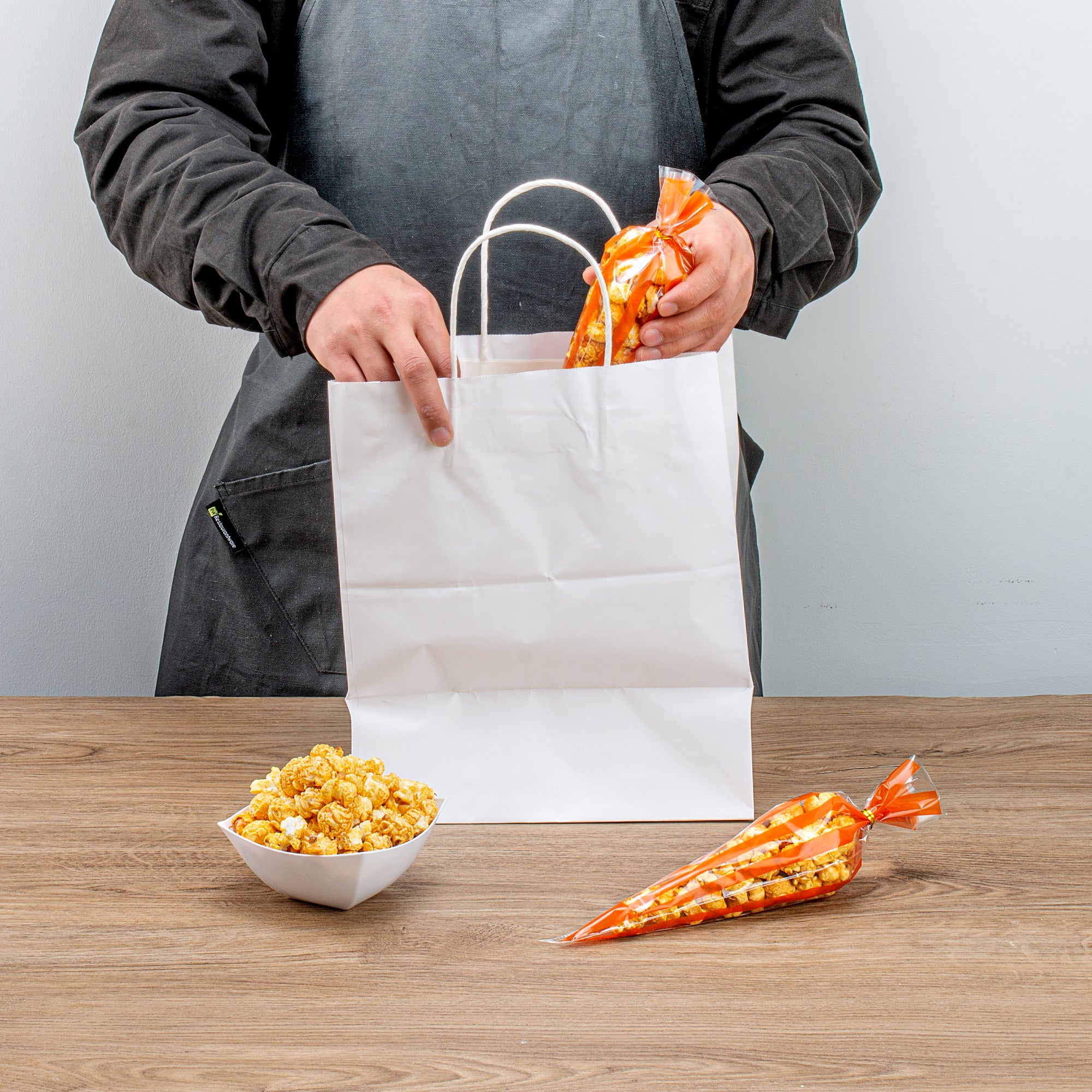 Plastic Cone Bags with Orange Stripes - 6x11 Inches, 8000 Count Box | Perfect for Party Favors, Candy, Snacks & Bulk Packaging