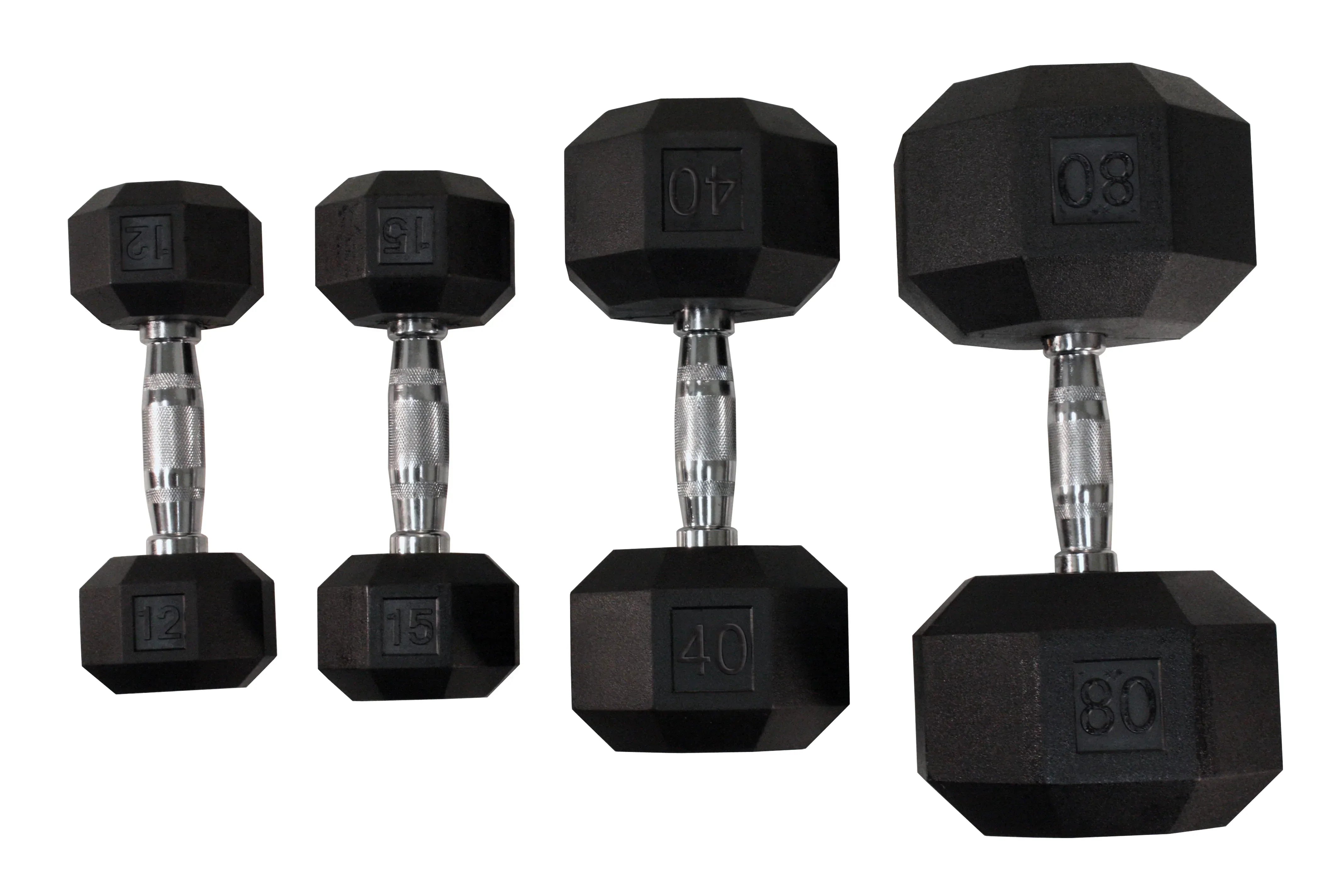 VTX 8-Sided Rubber Encased Dumbbells 5-100lb Set - Premium Weightlifting Equipment for Home Gym, CrossFit & Strength Training