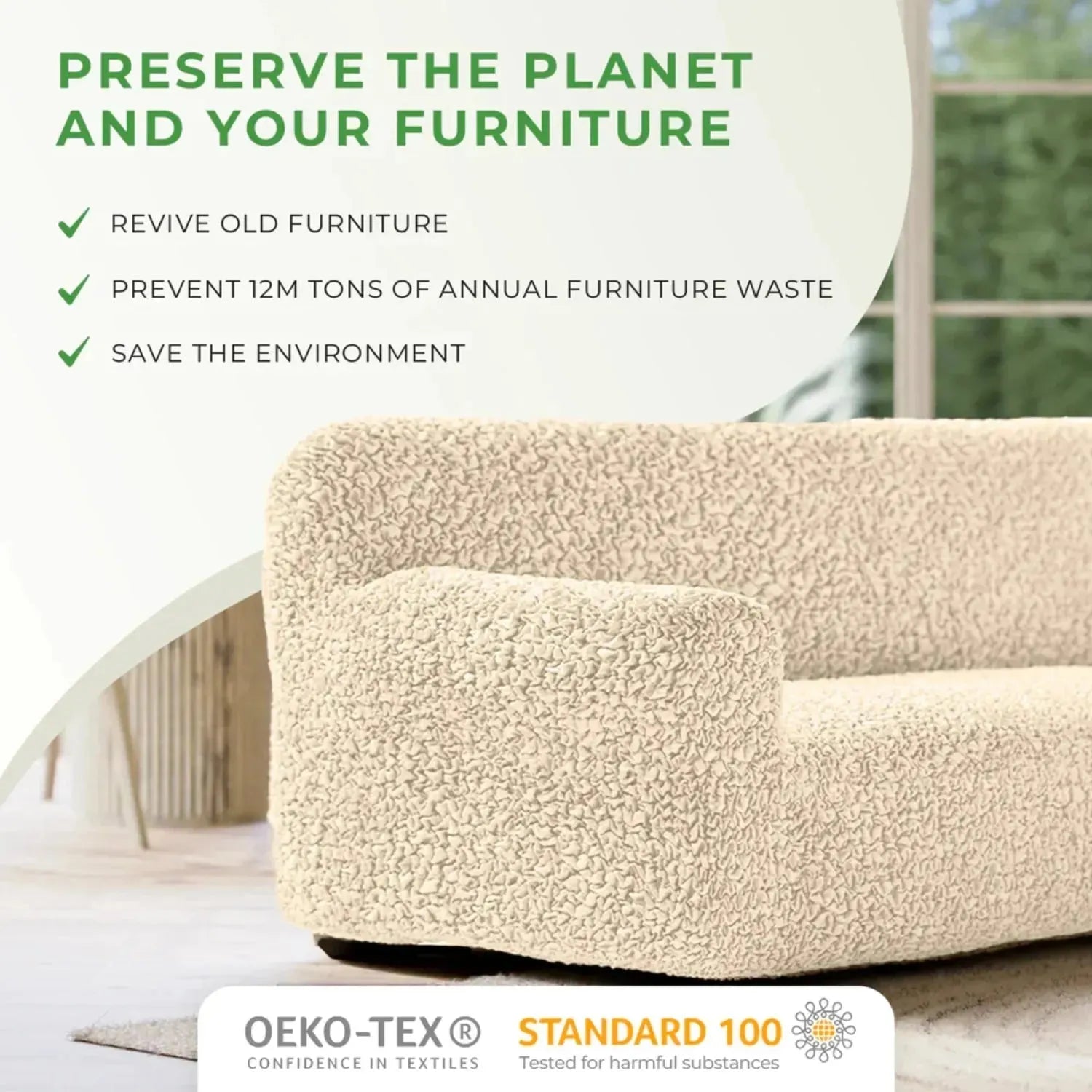 Fuco Cotton Reclining Armchair Slipcover - Stretchable Furniture Protector for Living Room, Bedroom & Home Theater Comfort