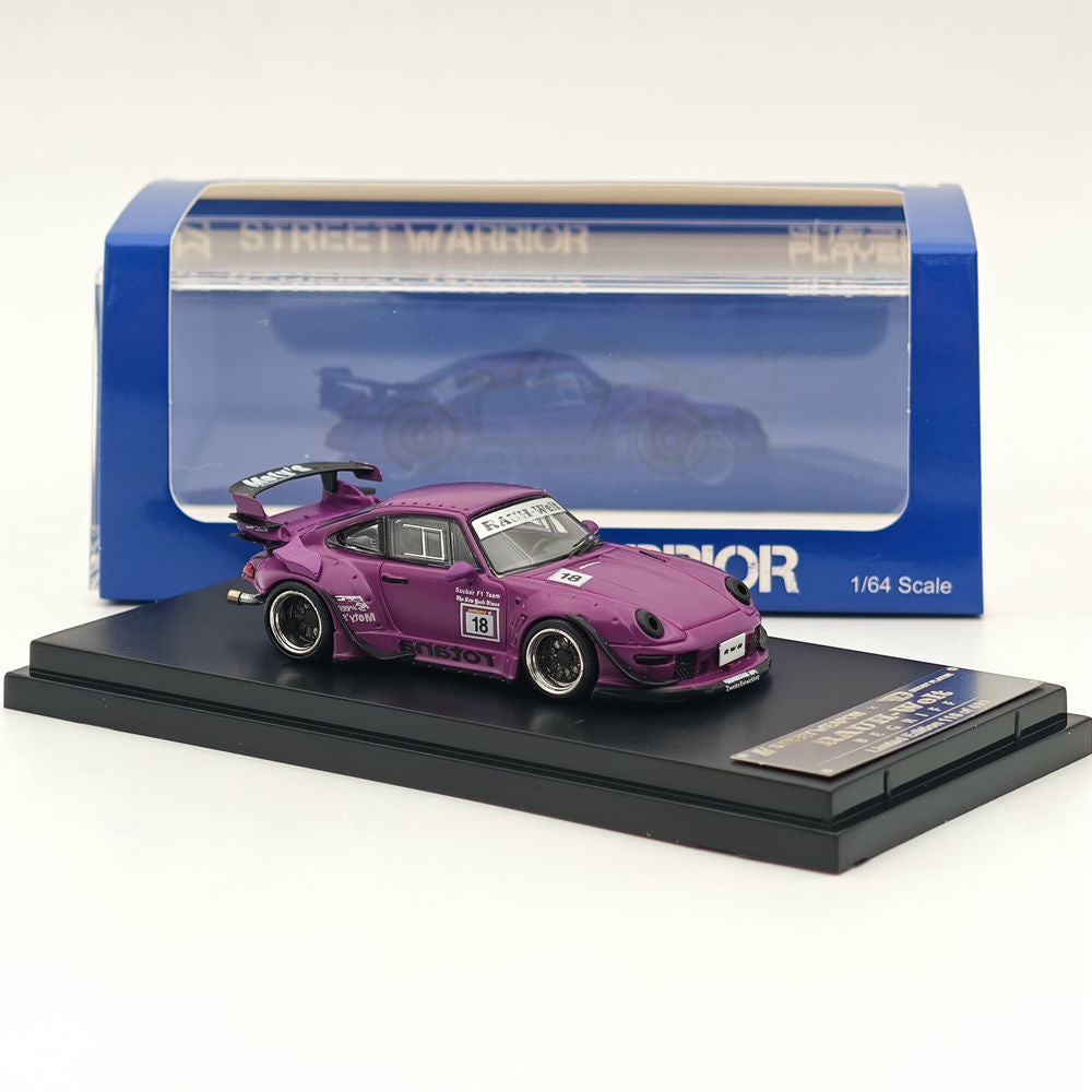 1:64 Scale SW Purple Porsche 911 RWB 993 Apple #18 Racing Sports Model Diecast Metal Car - Collectible Toy for Display, Racing Enthusiasts & Car Lovers