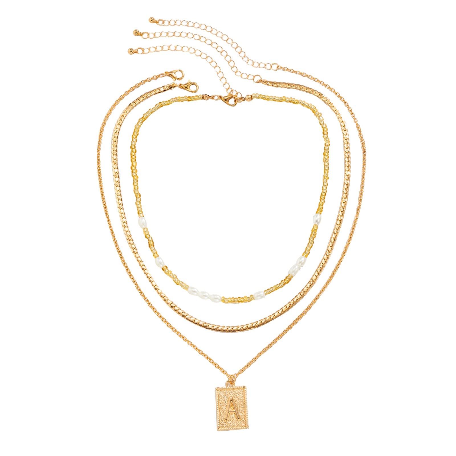Alphabet Clavicle Chain Necklace Set - Trendy Gold/Silver Initial Jewelry for Women, Dainty Layering Necklace, Gift for Her | Perfect for Everyday Wear, Date Night & Special Occasions