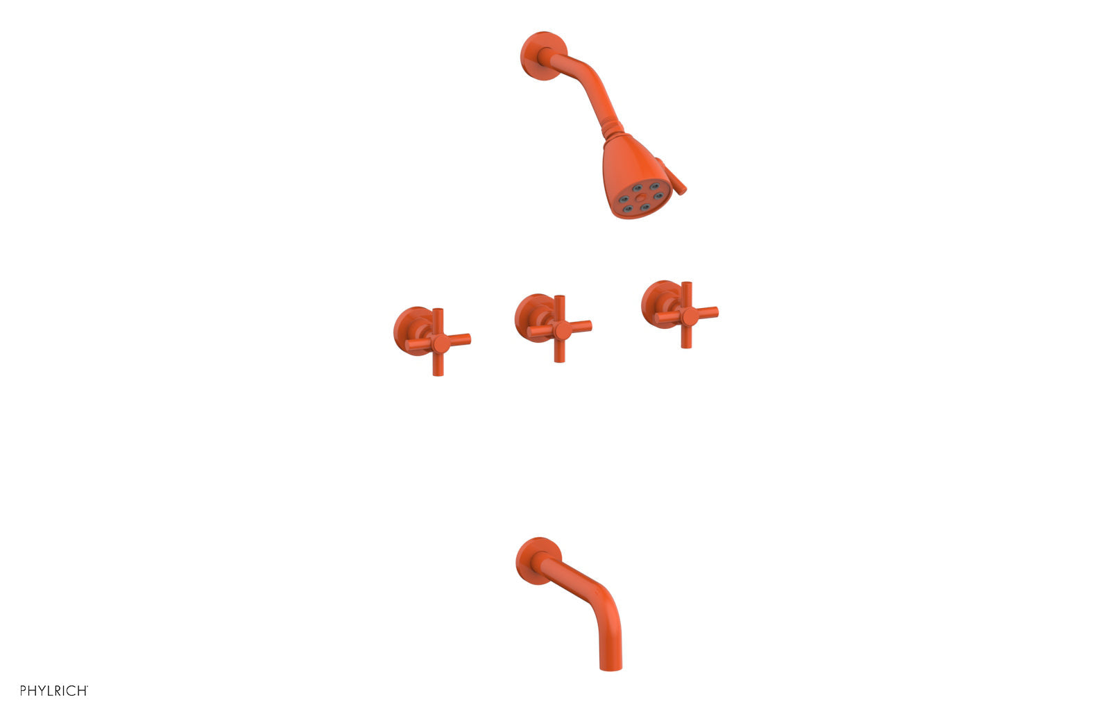 D2134 Basic Three Handle Tub and Shower Faucet Set - 7 1/2 Inch Spout with Tubular Cross Handles - Perfect for Bathroom Renovation and Home Upgrade