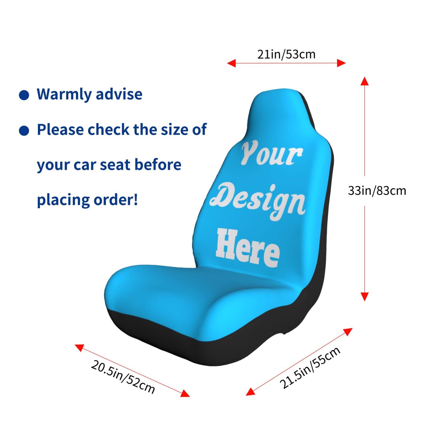 Custom Personalized Car Seat Covers - Add Your Own Design & Picture | Universal Fit for Cars, Trucks & SUVs | 2-Piece Set for Comfort & Style | Perfect for Road Trips, Daily Commutes & Family Travel