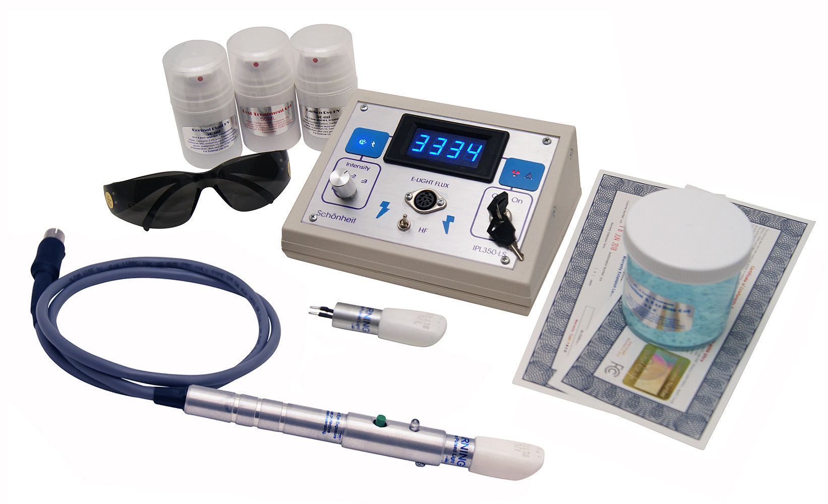 IPL350 E Light Flux IPL Hair Removal Device for Home & Salon Use - Painless Laser Hair Removal System for Face, Legs, Bikini Line & Underarms - Permanent Hair Reduction Beauty Treatment Machine