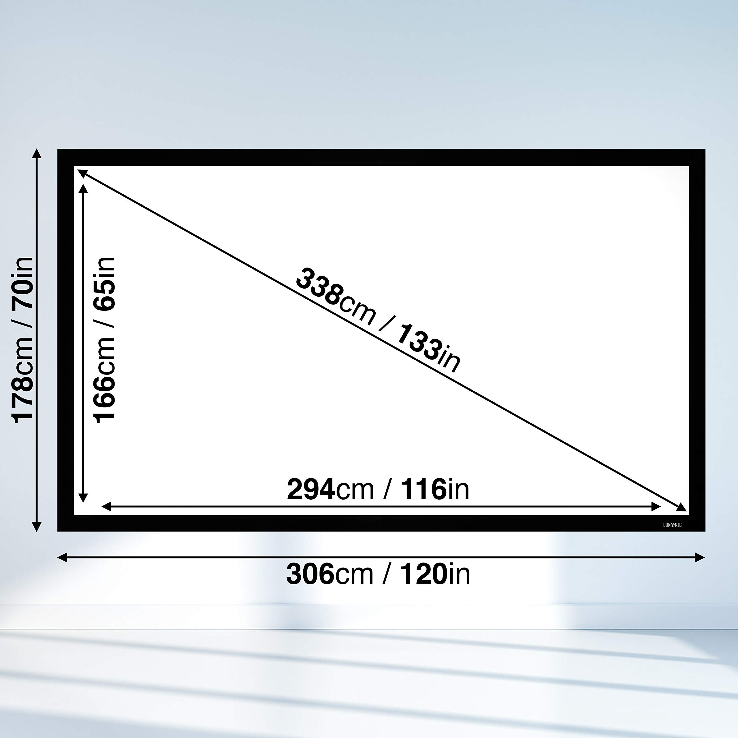 Duronic FFPS133 133-Inch Fixed Frame Projector Screen - HD Wall Mountable Movie Screen for Home Theater, 16:9 Aspect Ratio - Perfect for Home Cinema, Classroom Presentations & Office Meetings