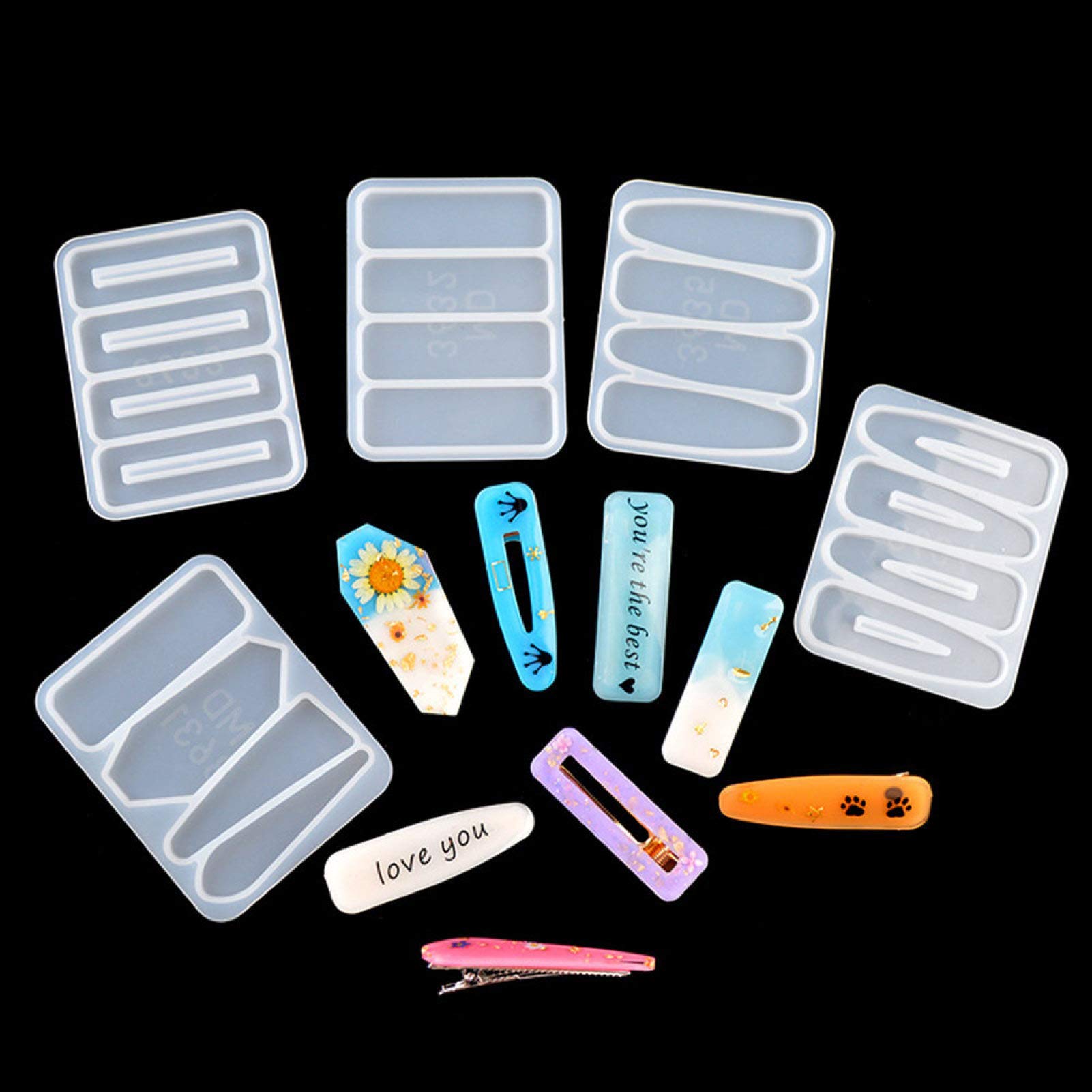 Premium Silicone Resin Molds for DIY Hair Clips & Barrettes - Epoxy Casting Jewelry Making Kit for Handmade Hair Accessories - Perfect for Crafting Unique Hairpins, Gifts & Party Favors