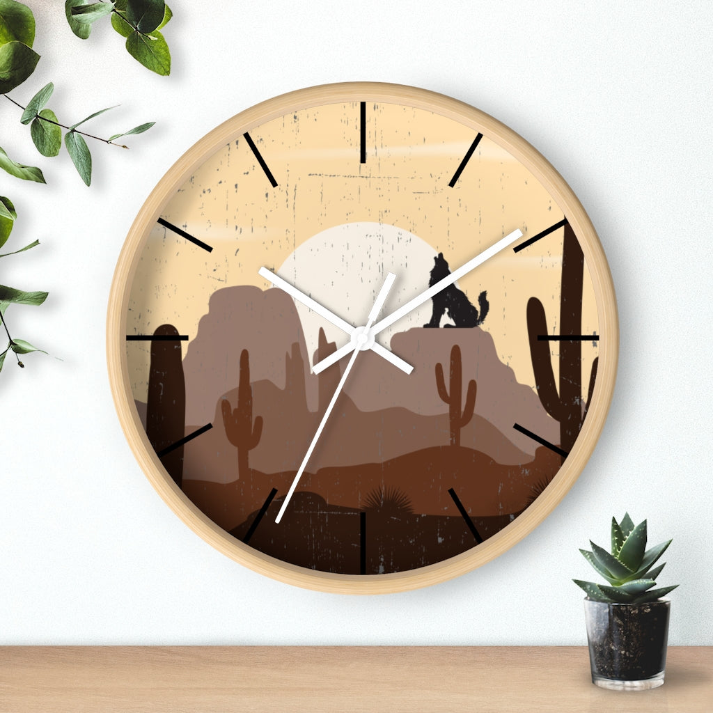 Wolf Mountain Sunrise Wall Clock - Silent Non-Ticking Battery Operated Round Clock for Living Room, Bedroom, Office & Home Decor