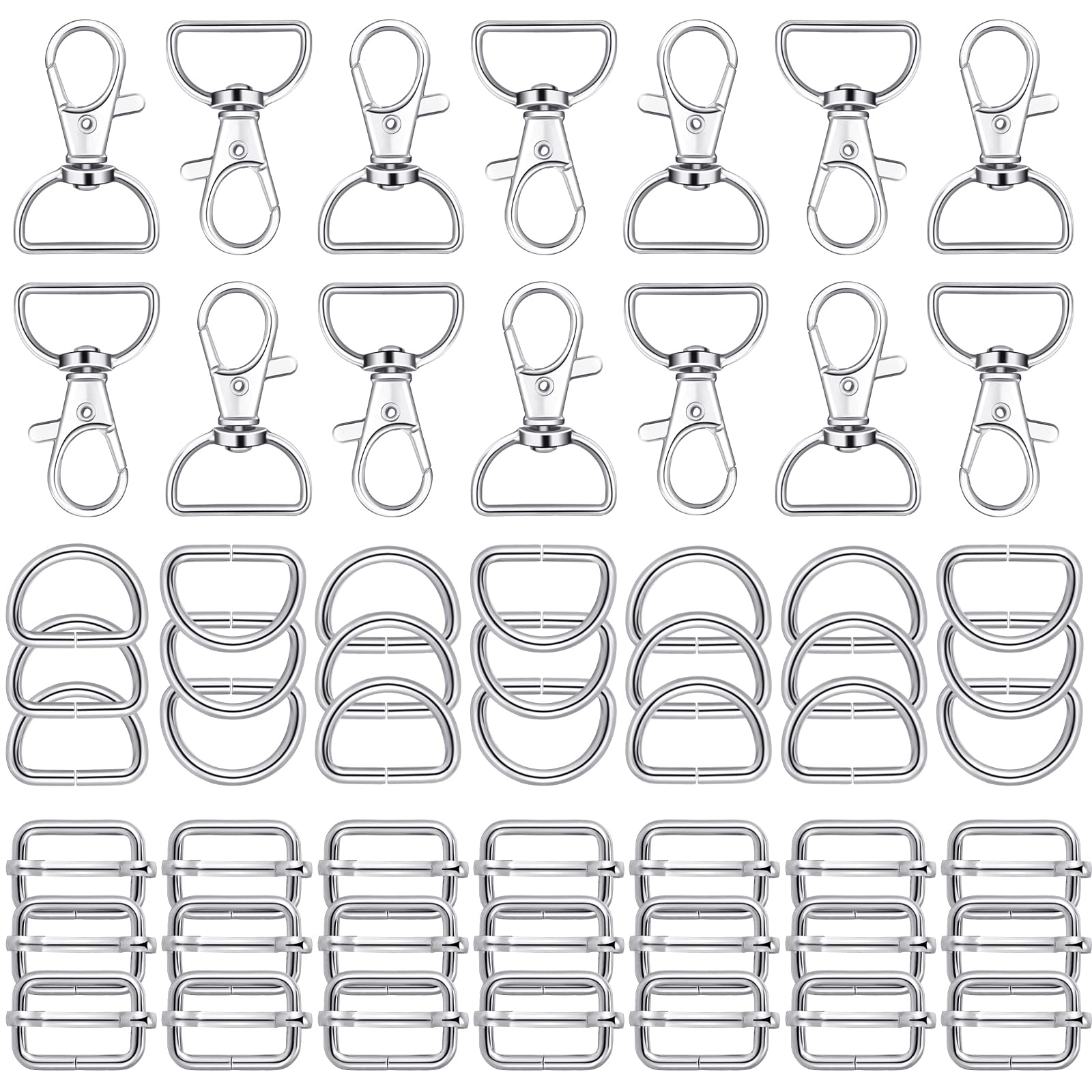 56 Pieces 25mm White D-Rings for Purse & Bag Making - Heavy Duty Buckles for DIY Crafts, Handbags, Backpacks & Leather Projects - Perfect for Sewing, Repair & Fashion Accessories