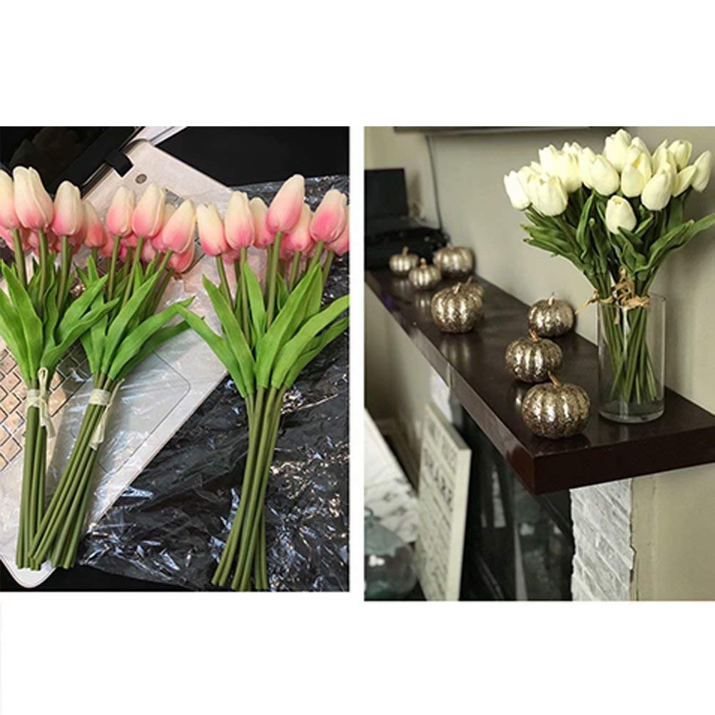 30PCS Real-Touch Artificial Tulip Flowers - PU Fake Tulips Bouquet for Home Decor, Wedding Centerpieces, Party Table Arrangements - Perfect for Spring Decor, Bridal Showers & DIY Floral Projects