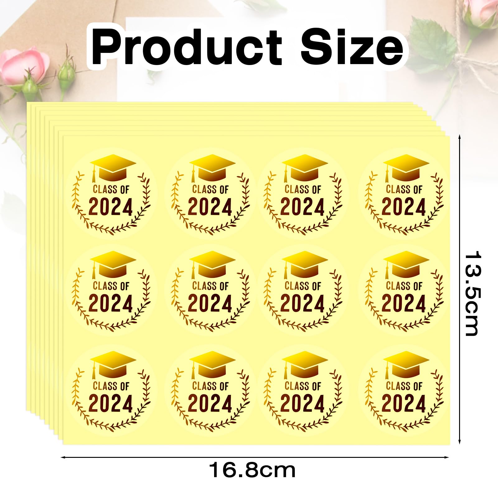108PCS Graduation Stickers for Class of 2024 - Gold Foil Seals for Envelopes, Invitations & Party Favors (1.6 Inch) - Perfect for Graduation Cards, Diploma Covers & Celebration Decorations