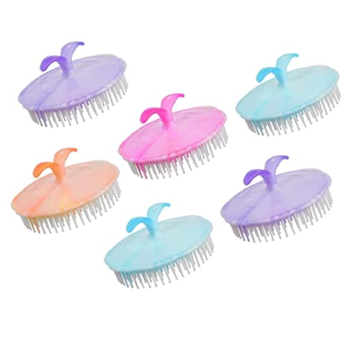 Premium Round Plastic Hair Washing Comb & Scalp Massager - 6 Pack Multicolor Shower Brush for Men & Women - Perfect for Salon, Home Hair Care & Relaxing Scalp Massage