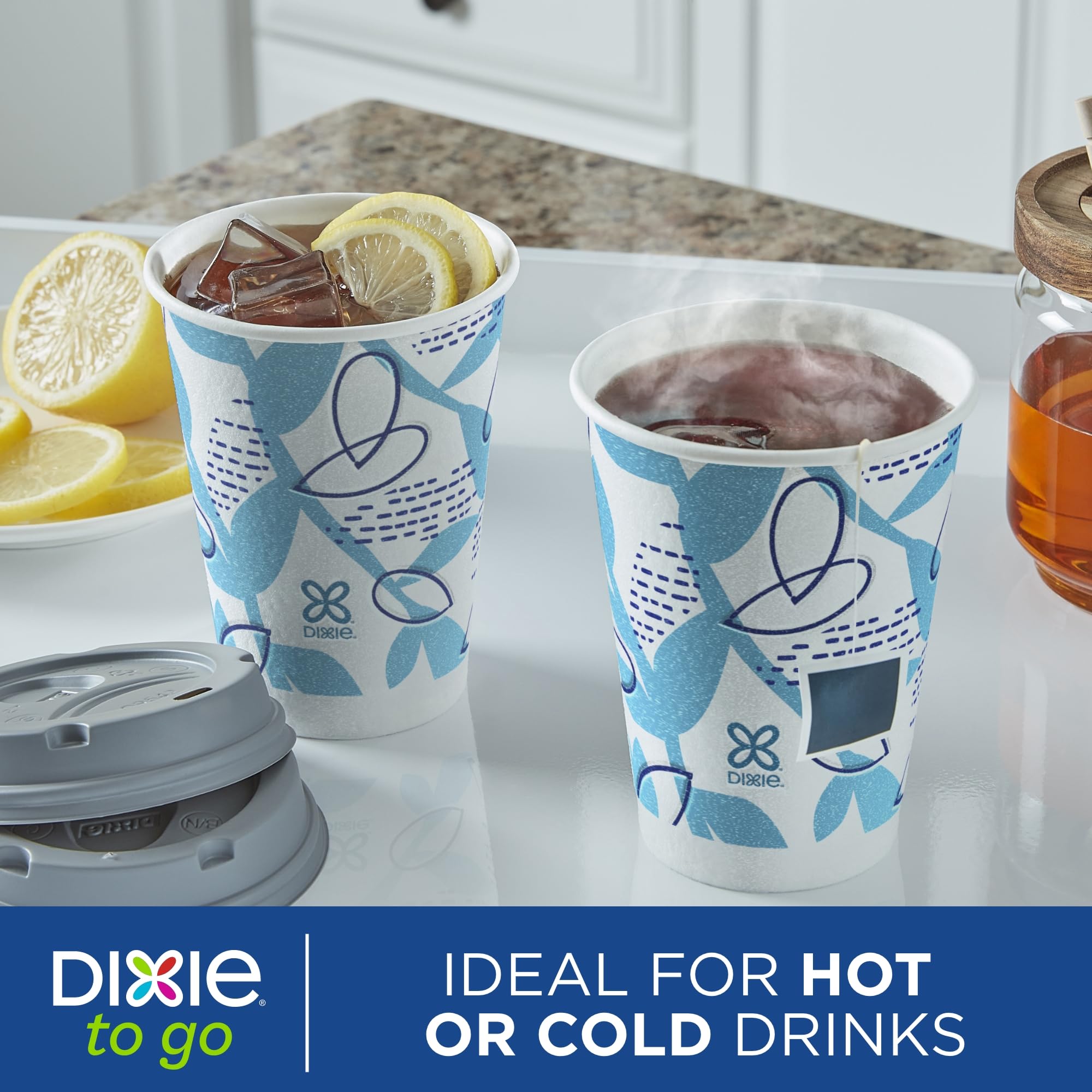 Dixie To Go Medium 12 Oz Paper Coffee Cups with Lids - 66 Count Disposable Hot Drink Cups for Coffee, Tea & Hot Chocolate - Perfect for Office, Travel & Outdoor Use
