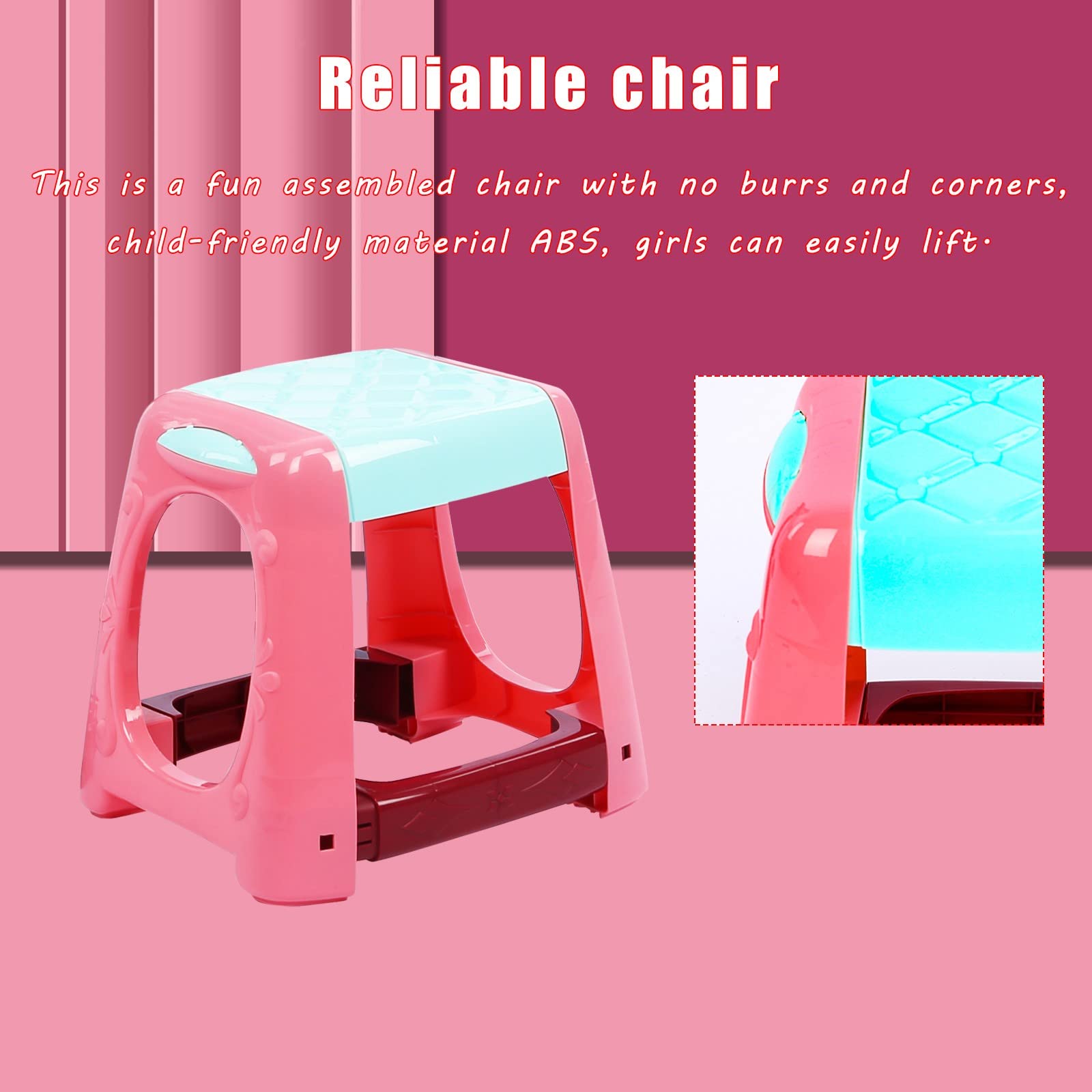 Pink Toddler Vanity Set with Lights & Sounds - Kids Makeup Vanity Table with Stool, Blow Dryer & Accessories - Pretend Play Dress Up Toy for Girls Ages 3+ - Perfect for Birthday Gifts & Role Play Fun
