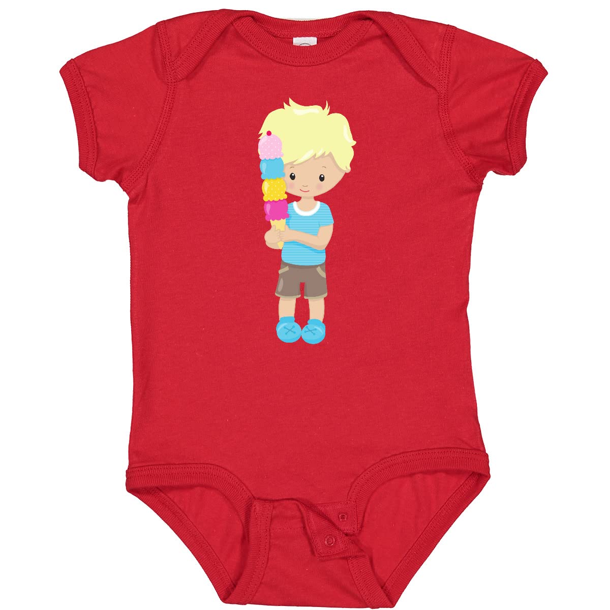 Inktastic Boys' Ice Cream Cone Baby Bodysuit - Cute Blonde Hair Toddler Outfit for Summer, Birthday & Photo Shoots - Soft Cotton Infant Onesie for 0-24 Months