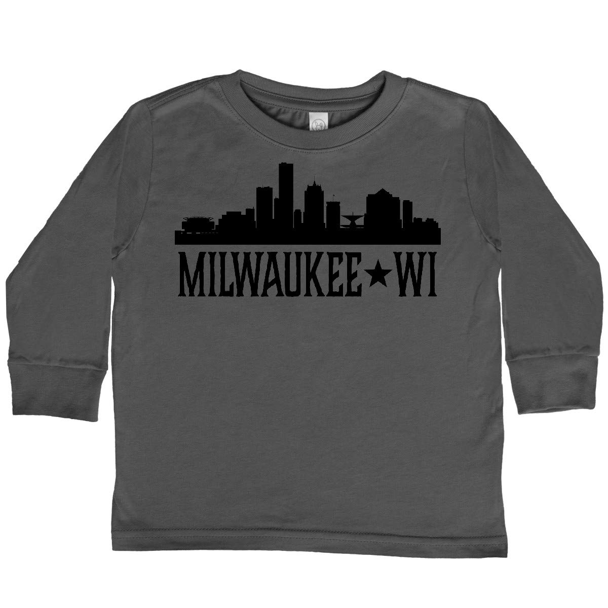Inktastic Milwaukee Wisconsin City Skyline Toddler Long Sleeve T-Shirt - Cute Graphic Tee for Boys & Girls - Perfect for Family Outings, Travel & City Pride