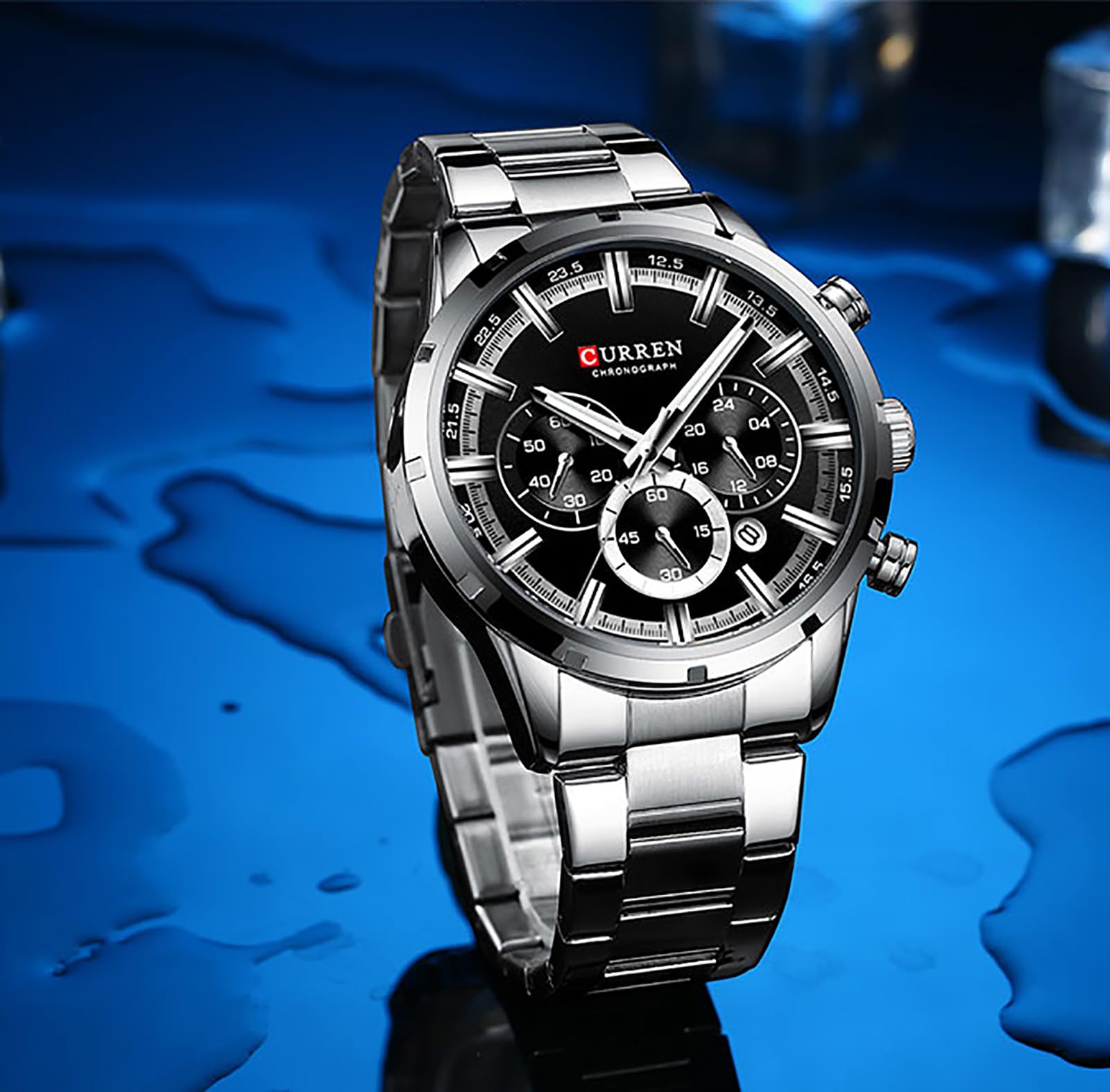 Luxury Men's Stainless Steel Analog Quartz Watch - Waterproof Business Chronograph Dress Wristwatch for Formal & Casual Wear | Perfect for Office, Parties & Everyday Use