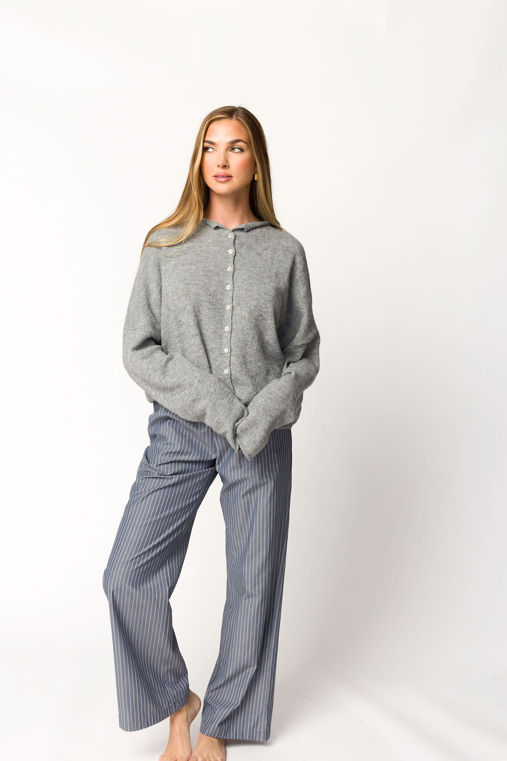 Michelle Striped Pajama Pants for Women - Soft Sleepwear Lounge Pants in Midnight Blue - Perfect for Relaxing at Home, Lounging & Sleepwear