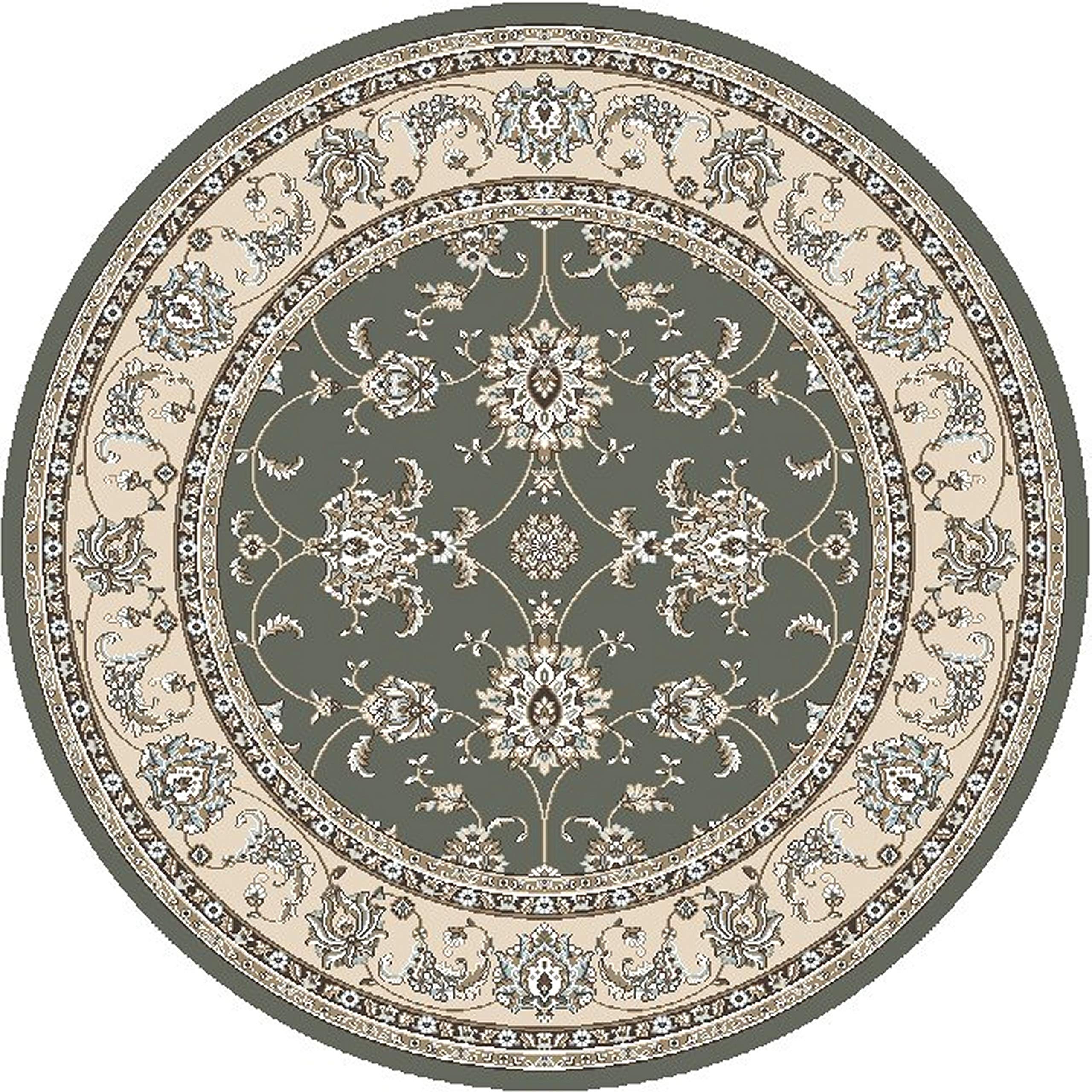 5'3 Round Green Pisa Area Rug - Soft Non-Slip Living Room Carpet for Bedroom, Nursery & Home Decor