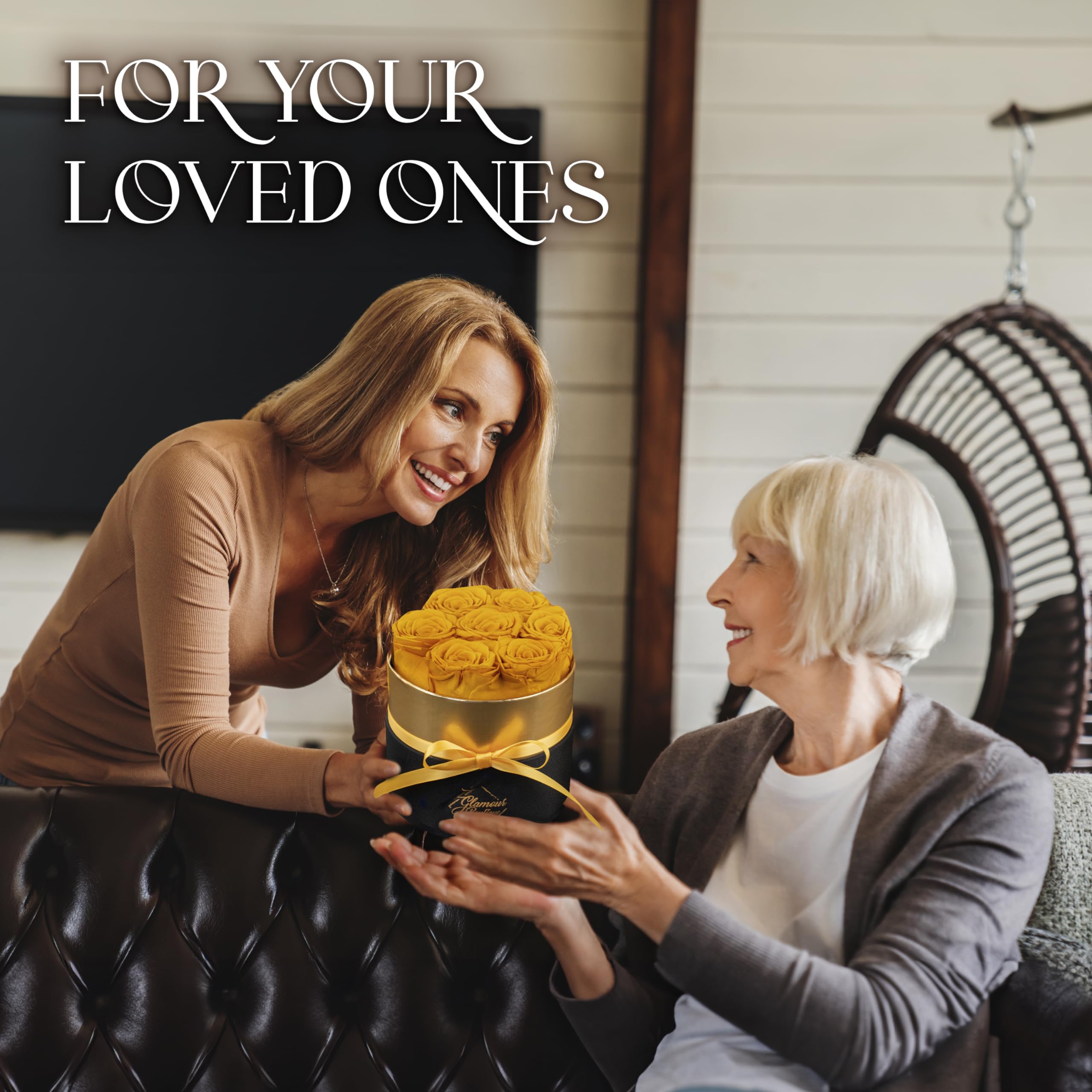 Eternal Preserved Roses in a Gift Box - Forever Roses for Women, Romantic Birthday Gifts for Her, Anniversary Present, Home Decor & Wedding Centerpiece - Yellow Preserved Flowers for Lasting Beauty