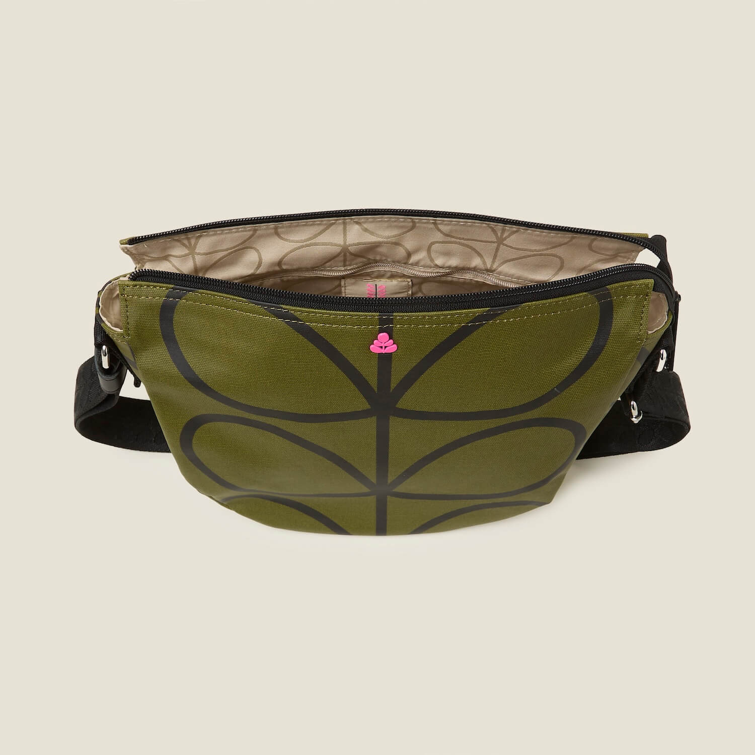 Round Crossbody Bag with Giant Linear Stem Olive Design - Stylish & Trendy for Women's Daily Use, Travel, and Shopping
