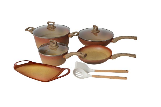 NEWARE Large 10-Piece Terracotta Cookware Set with Griddle – Perfect for Mexican & Spanish Cuisine, Stovetop & Oven Use