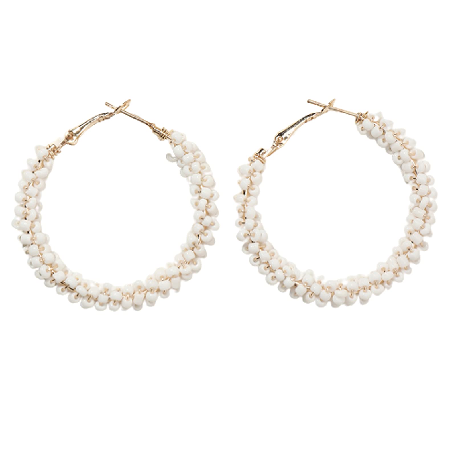 Handmade Bohemian Beaded Hoop Earrings - Large Geometric Dangle Statement Jewelry for Women | Ethnic Style Fashion Accessories for Parties, Weddings & Everyday Wear
