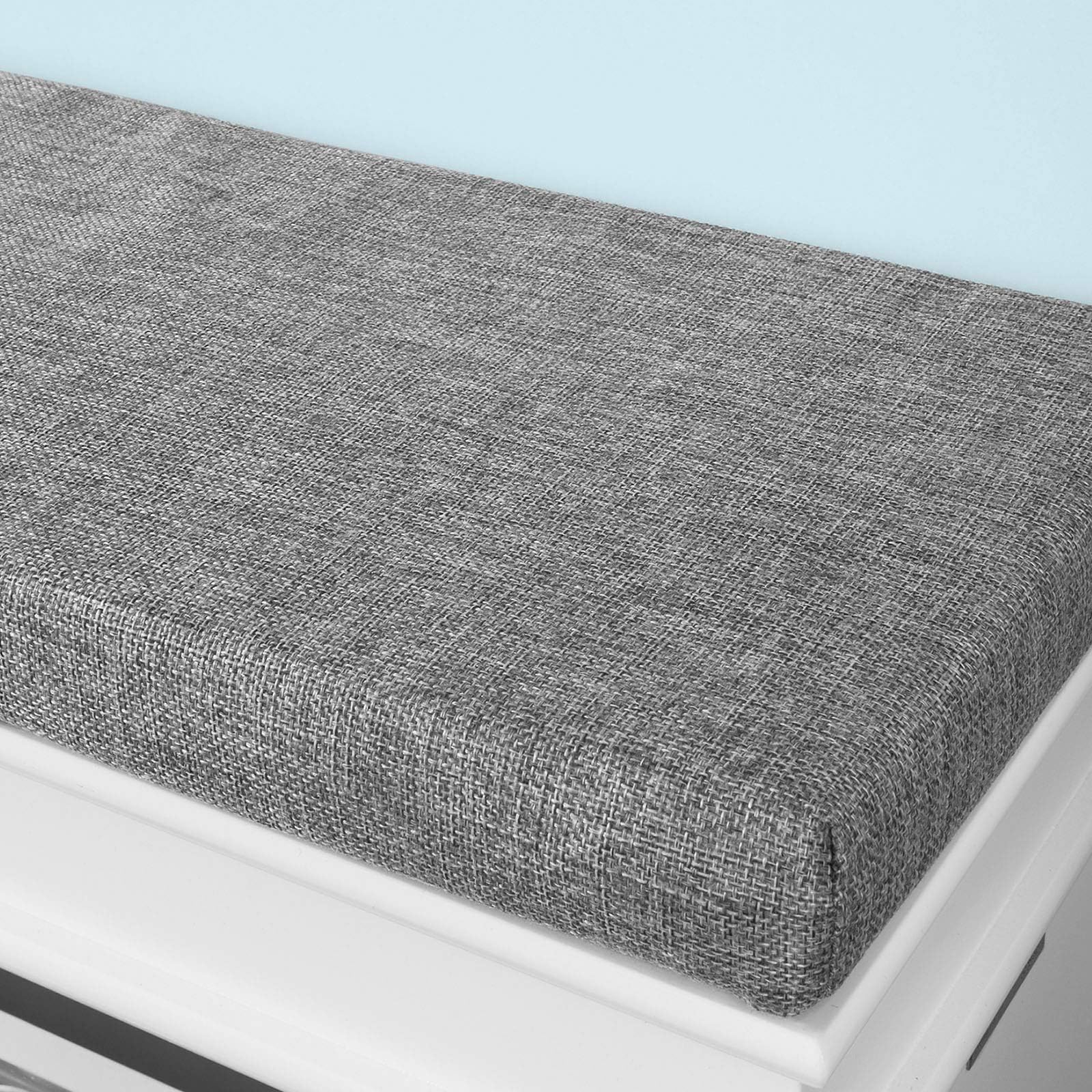 Modern White Shoe Storage Bench with 2 Flip Drawers & Cushion - Entryway Shoe Cabinet Organizer for Hallway, Living Room & Bedroom - FSR64-W