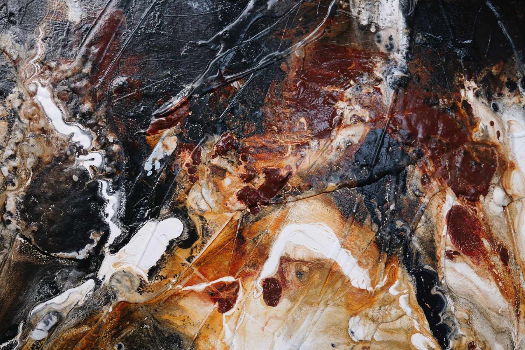 Pangea 270cm x 120cm Black Oxide Rust Textured Abstract Canvas Art - Modern Wall Decor for Living Room, Bedroom & Office