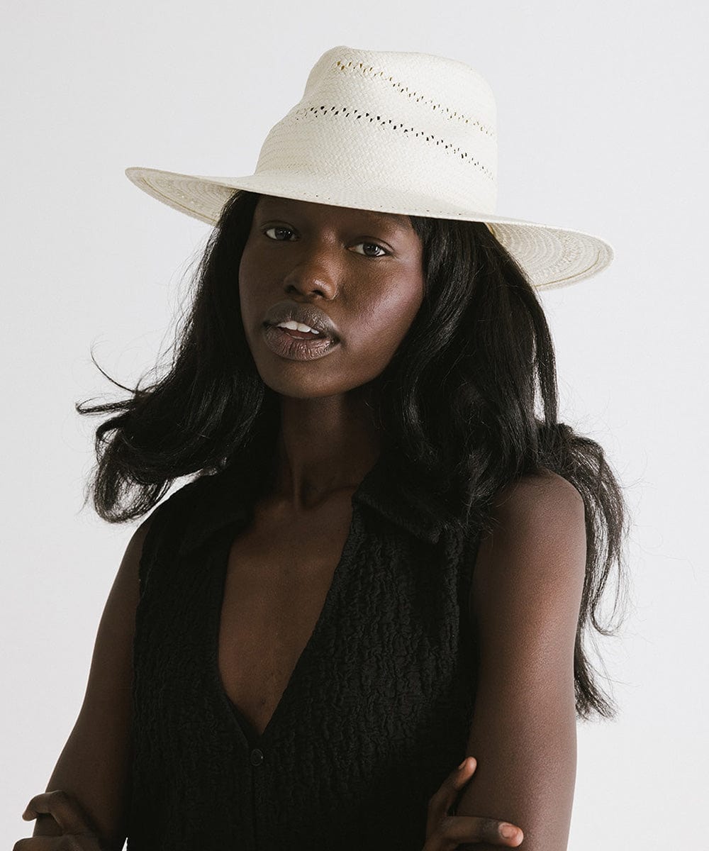 Sloan Fedora Straw Hat for Women - Lightweight Summer Sun Hat with Wide Brim - Perfect for Beach, Garden, and Outdoor Activities