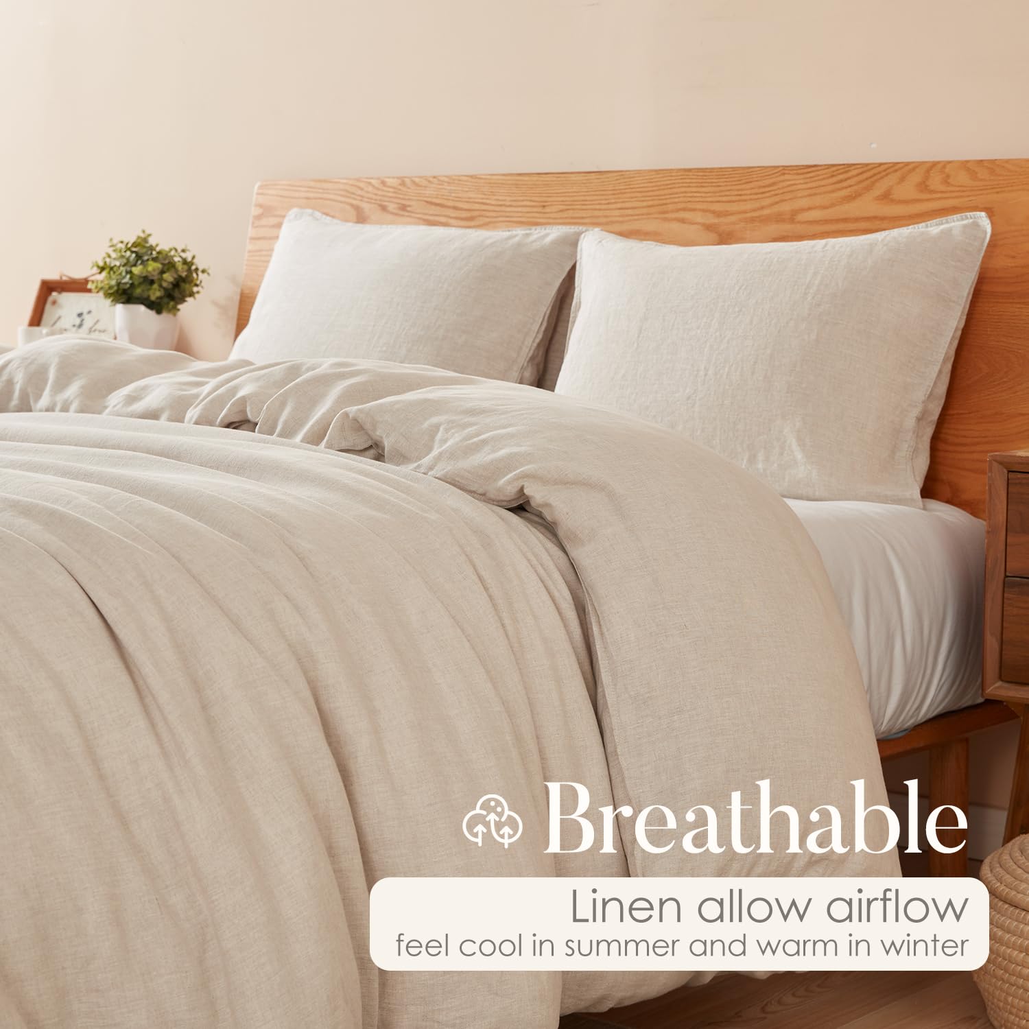 100% Pure Natural French Flax Linen Duvet Cover Set 3PCs King Size - Breathable & Hypoallergenic Bedding for Luxury Hotels, Vacation Homes & Master Bedrooms