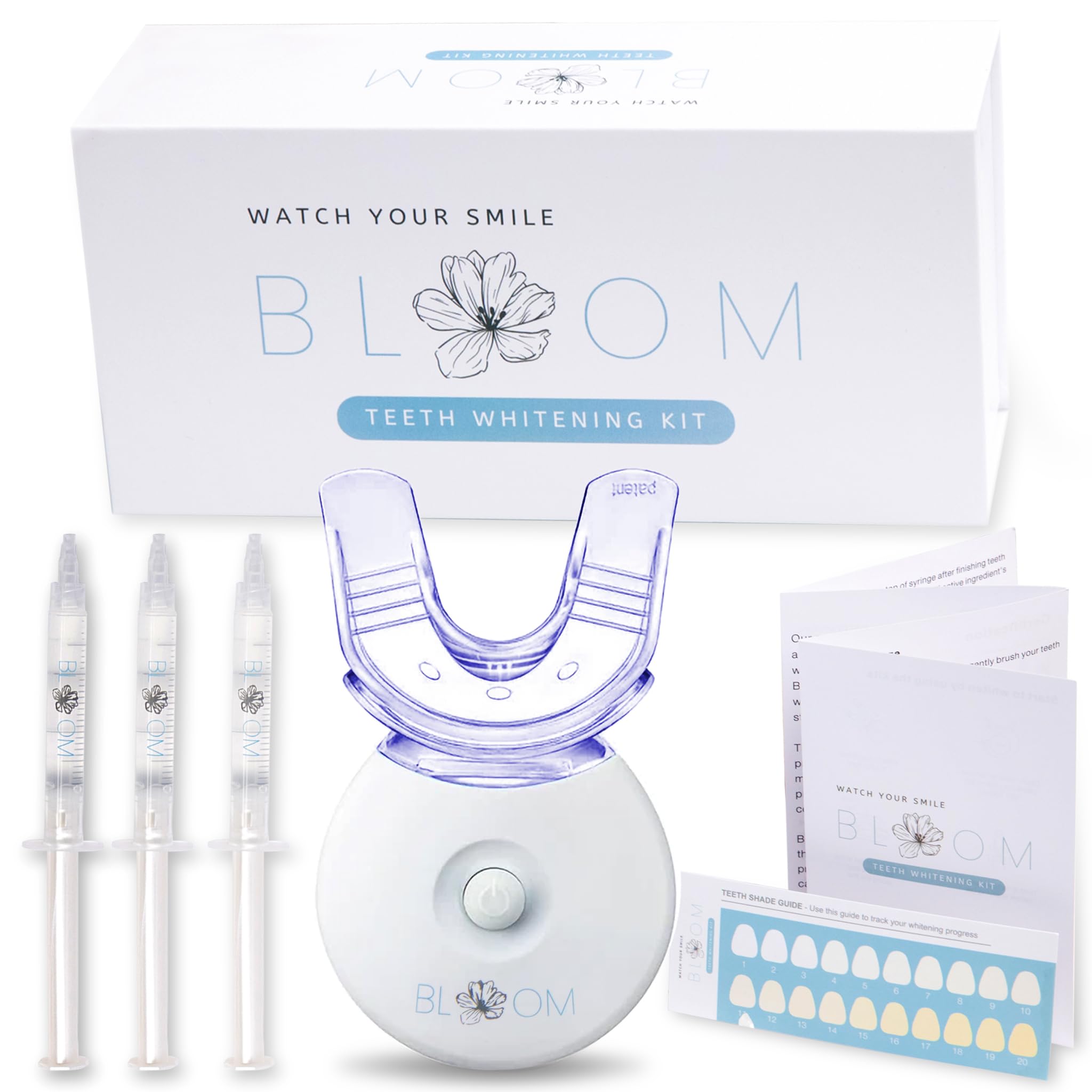 Professional Teeth Whitening Kit with 35% Carbamide Peroxide & LED Light - Fast Results in 10 Minutes Daily, Sensitivity-Free Formula with Coconut Oil & Hydroxyapatite - Perfect for Home Use, Travel, and Special Occasions