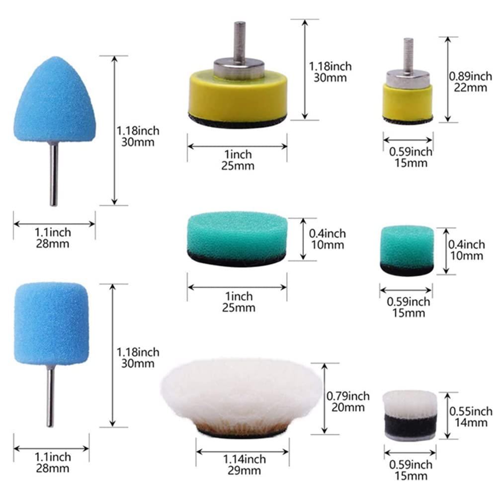 16-Piece Mini Buffing & Polishing Pad Kit for Car Detailing - Perfect for Wheels, Headlights, Handles & Small Areas | High-Quality Car Polisher Pads for Professional & DIY Auto Care
