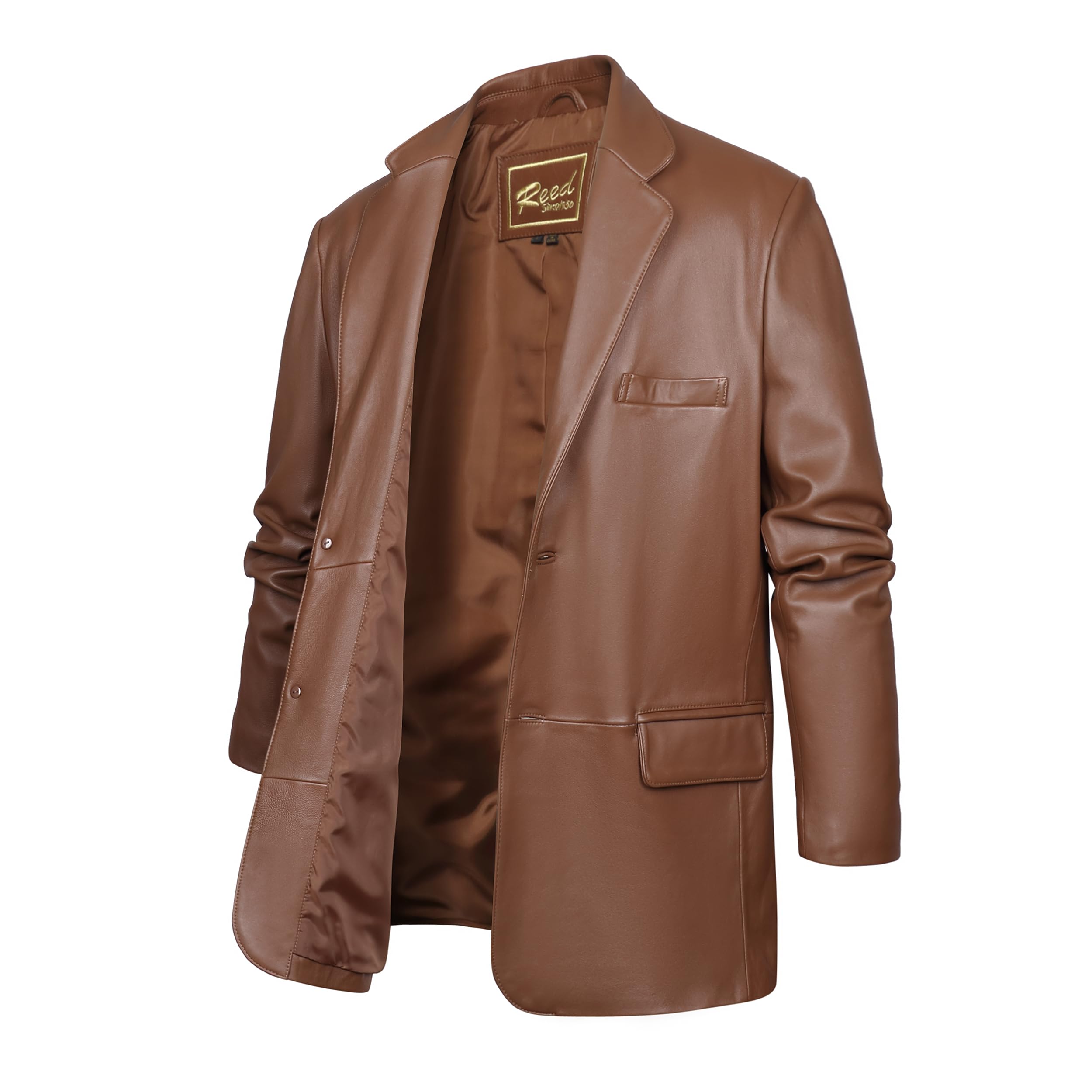 Premium REED Men's Lamb Skin Leather Blazer - Imported Italian Leather Jacket for Business, Date Night & Formal Occasions