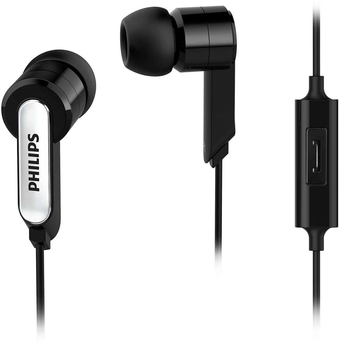 Philips SHE1405BK In-Ear Headphones with Microphone - Noise Isolating, Comfortable Fit for Music & Calls - Black | Perfect for Commuting, Workouts & Travel
