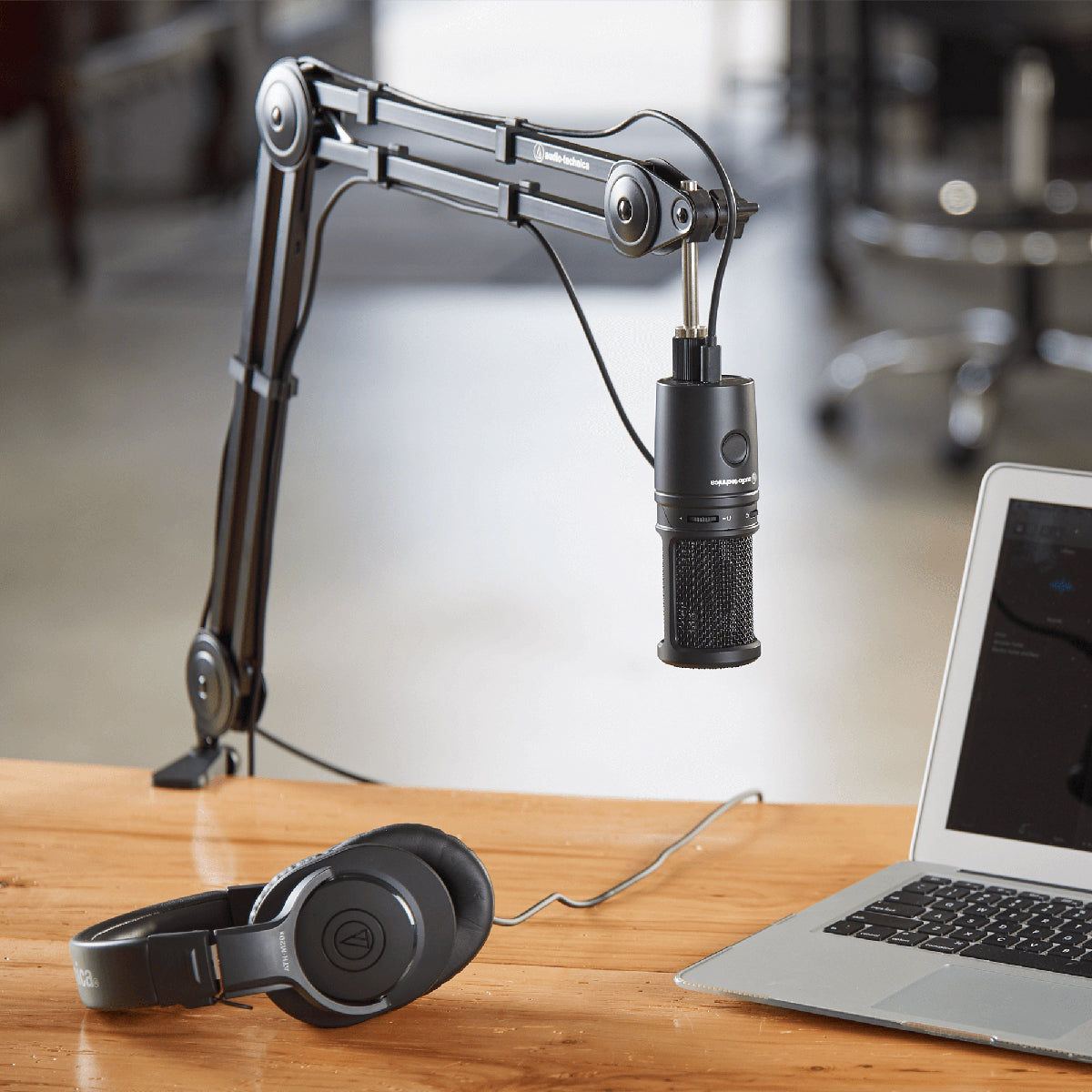 Audio Technica AT8700 Adjustable Microphone Boom Arm - Professional Studio Mic Stand with 360° Rotation & Cable Management - Perfect for Podcasting, Streaming & Home Recording Studios