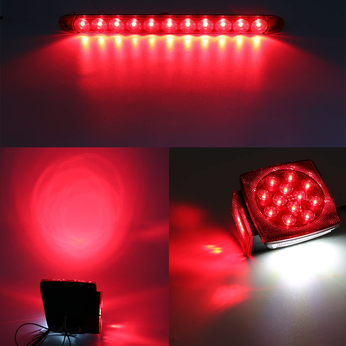 LIMICAR LED Trailer Lights Kit - Waterproof Submersible LED Lights for Boat, Utility & RV Trailers with Red/Amber Marker Lights & 3rd Brake Light Bar - Perfect for Marine, Towing & Off-Road Adventures