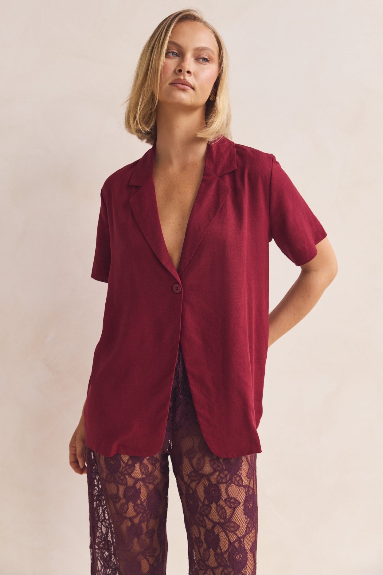 Mirabelle Women's Burgundy Casual Shirt - Stylish & Comfortable Blouse for Work, Office, and Everyday Wear