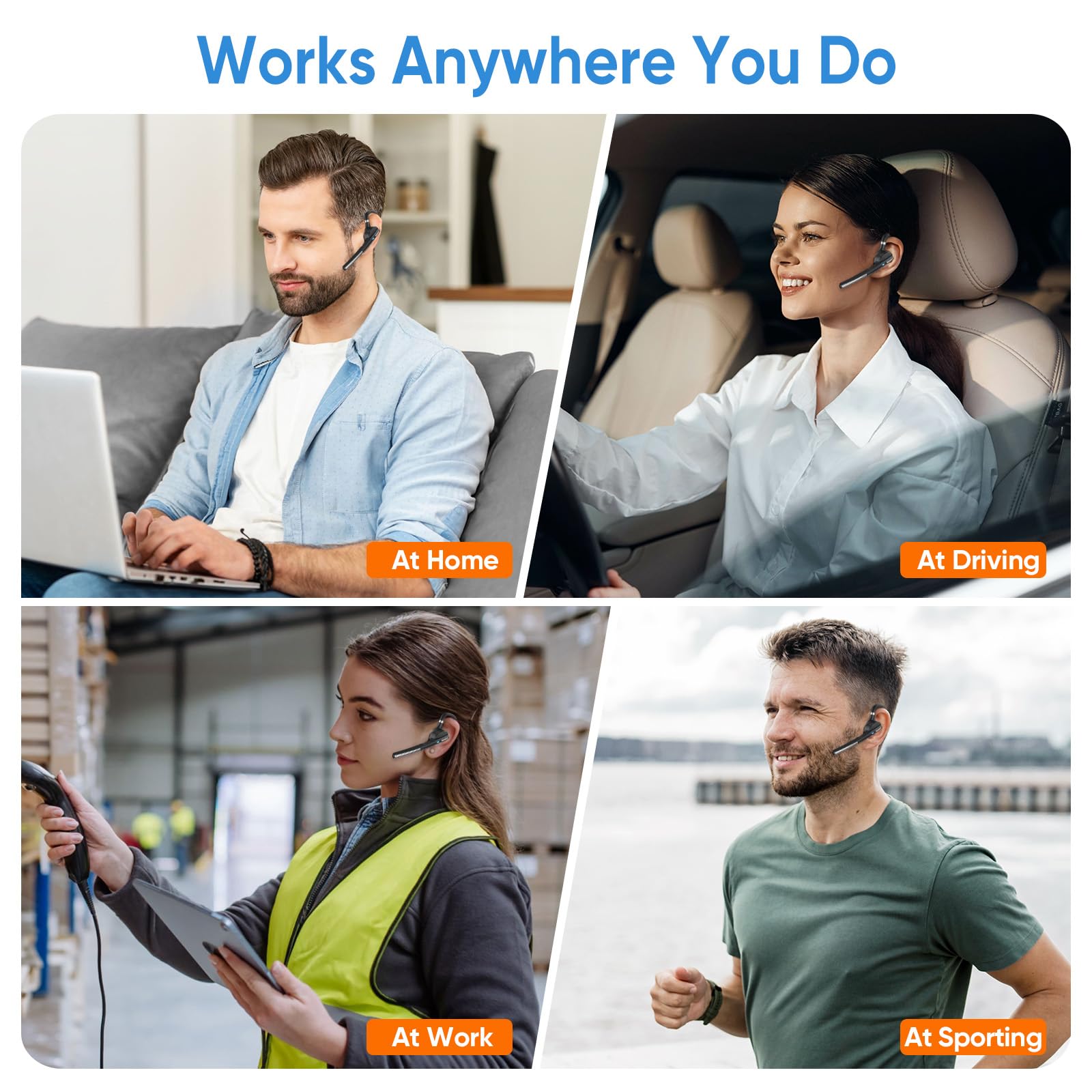 Wireless Bluetooth Headset with Noise Cancelling Microphone - USB Dongle for PC & Laptop - Lightweight Hands-Free Headset for Business Calls, Online Meetings, MS Teams, Zoom - Perfect for Remote Work & Office Use